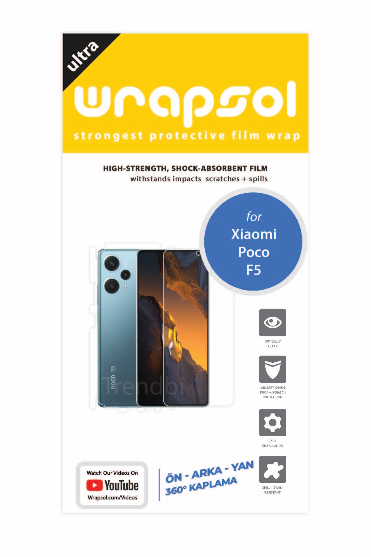 Xiaomi Poco F5 - Fullbody Koruyucu Parlak Şeffaf Poliüretan Film (150 micron)