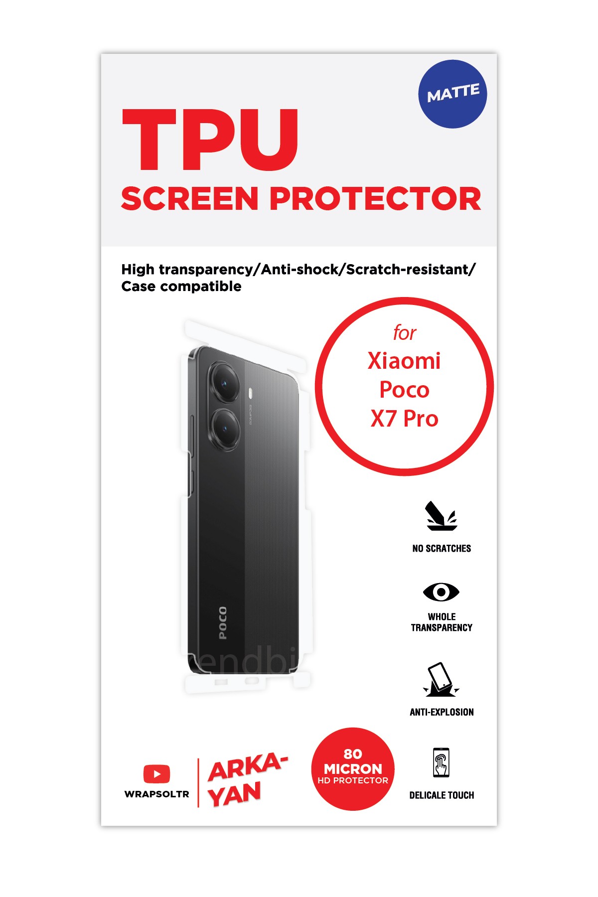 Xiaomi Poco X7 Pro - Arka/Yan Koruyucu Mat TPU Film (80 micron)