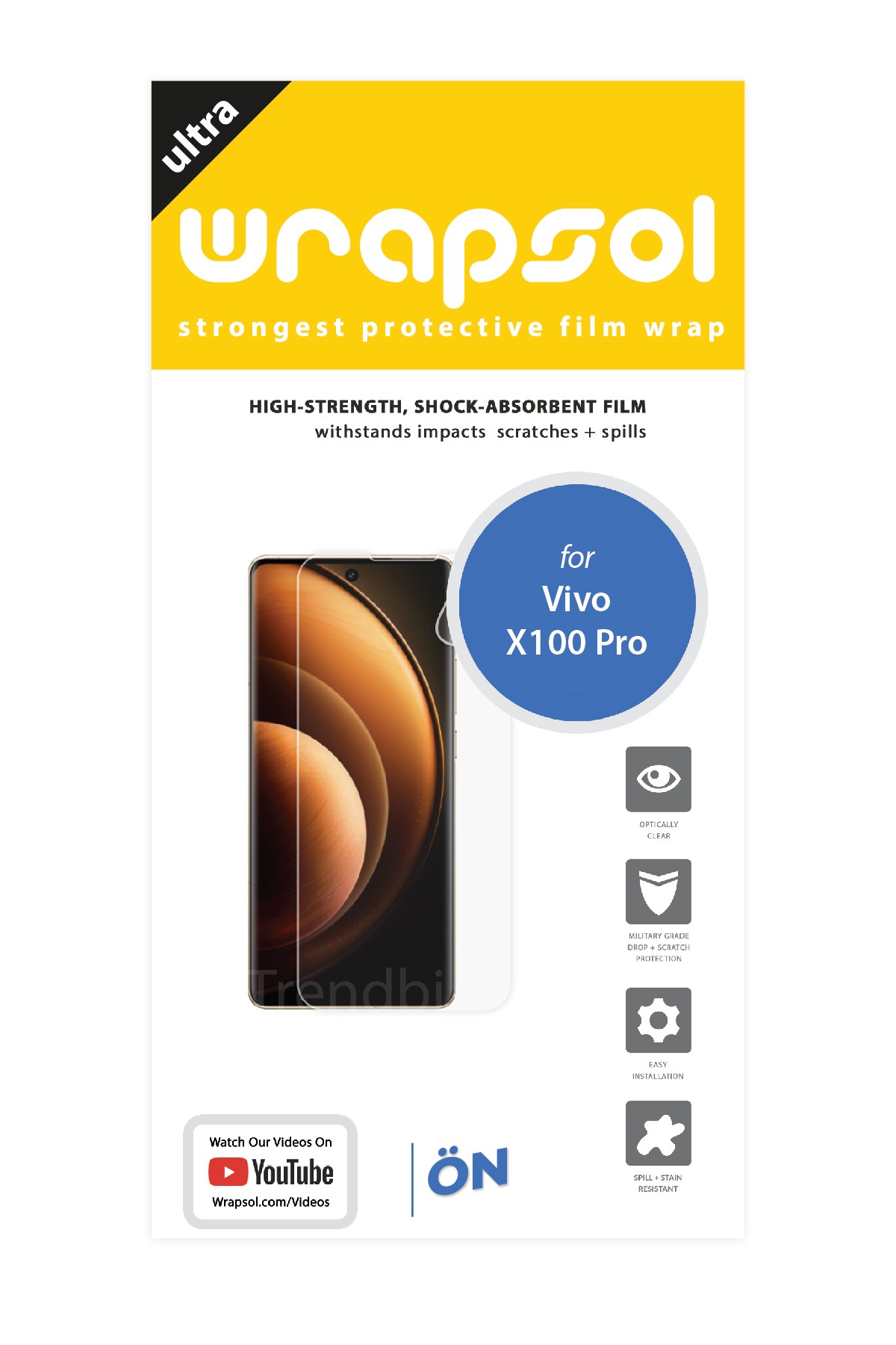 Vivo X100 Pro - Ekran Koruyucu Parlak Şeffaf Poliüretan Film (150 mikron)