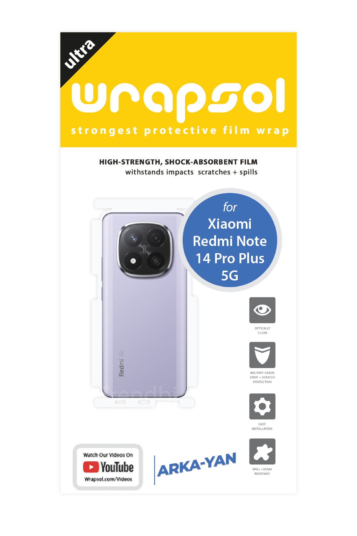Xiaomi Redmi 14 Pro Plus 5g - Arka/Yan Koruyucu Parlak Şeffaf Poliüretan Film (150 micron)