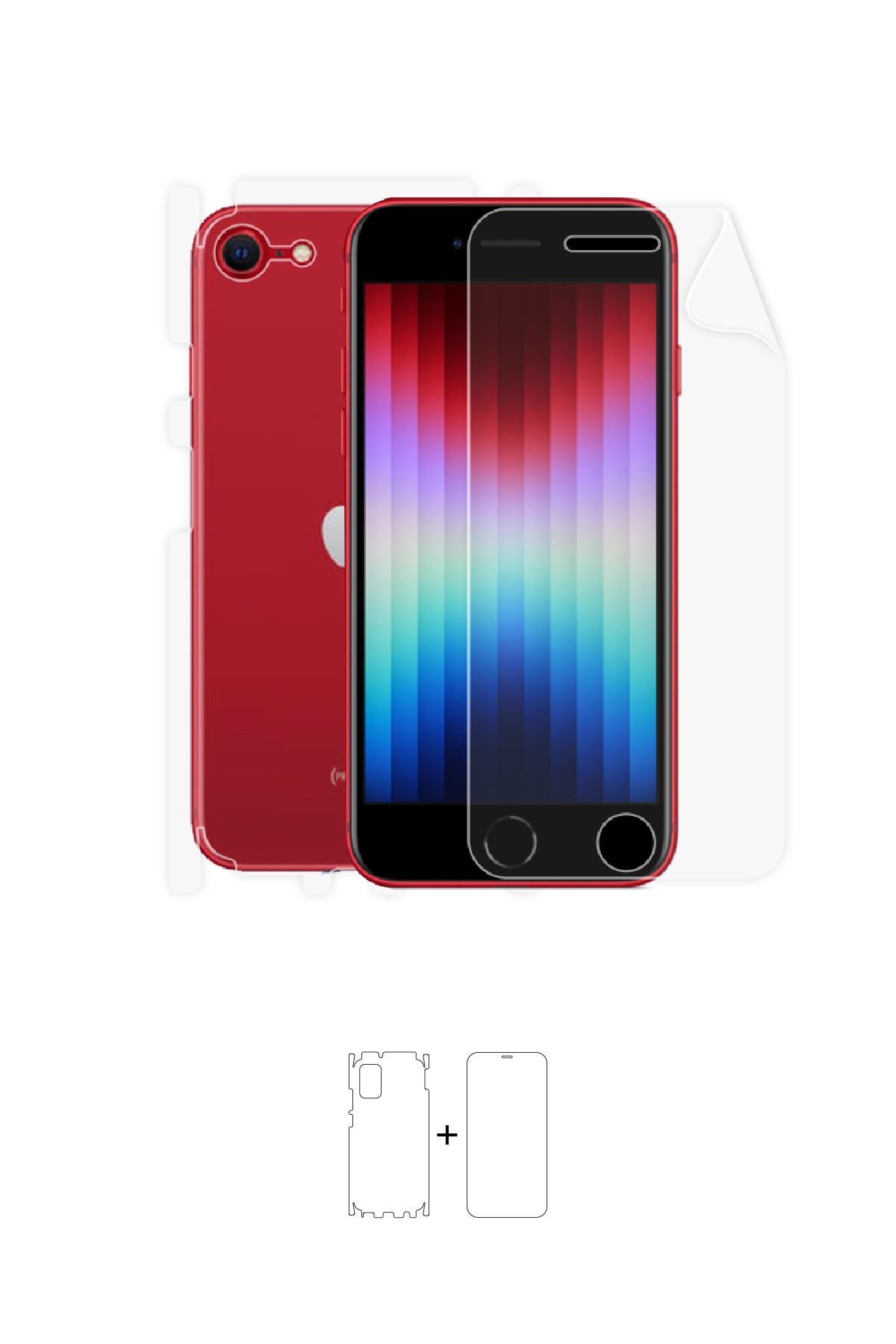 iPhone SE 2022 - Fullbody Koruyucu Parlak Şeffaf Poliüretan Film (150 micron)