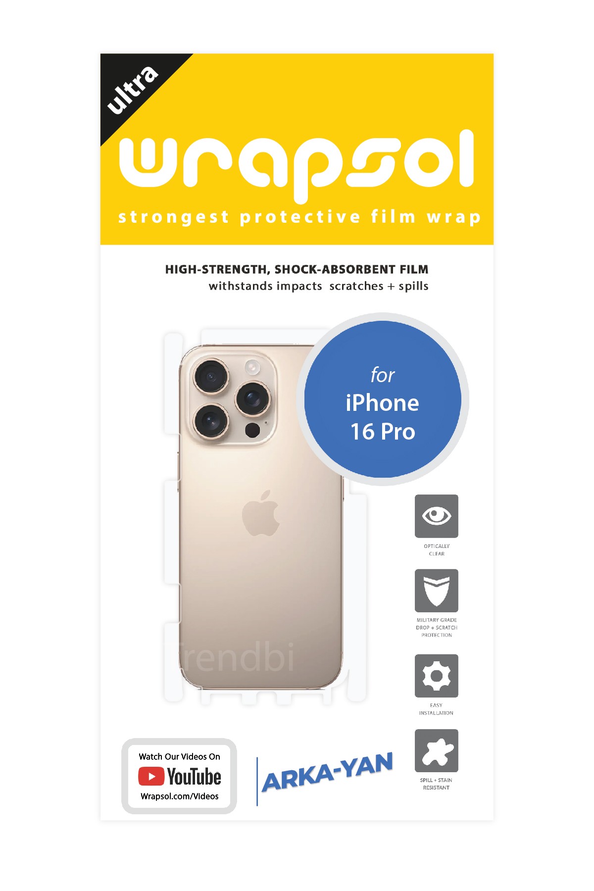 iPhone 16 Pro - Arka/Yan Koruyucu Parlak Şeffaf Poliüretan Film (150 micron)