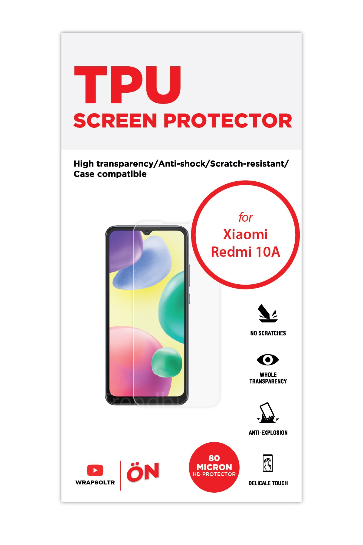 Xiaomi Redmi 10A - Ekran Koruyucu Parlak Şeffaf TPU Film (80 micron)