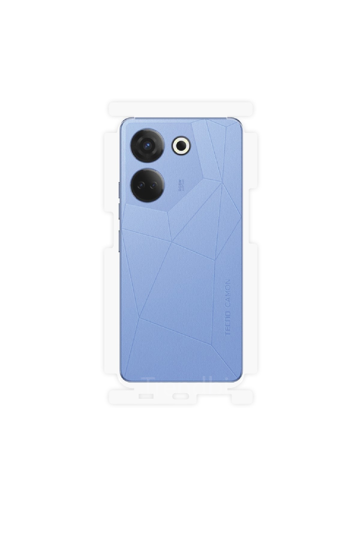 Tecno Camon 20 Pro - Arka/Yan Koruyucu Parlak Şeffaf Poliüretan Film (150 micron)