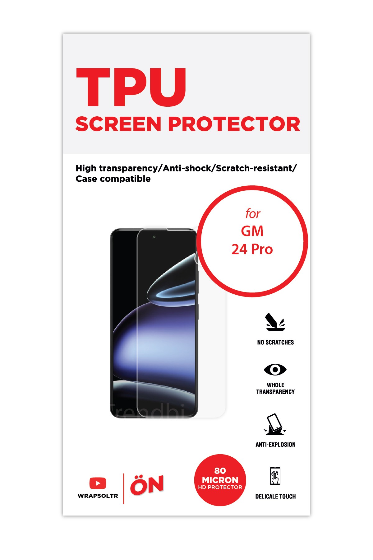 General Mobile GM 24 Pro - Ekran Koruyucu Parlak Şeffaf TPU Film (80 micron)