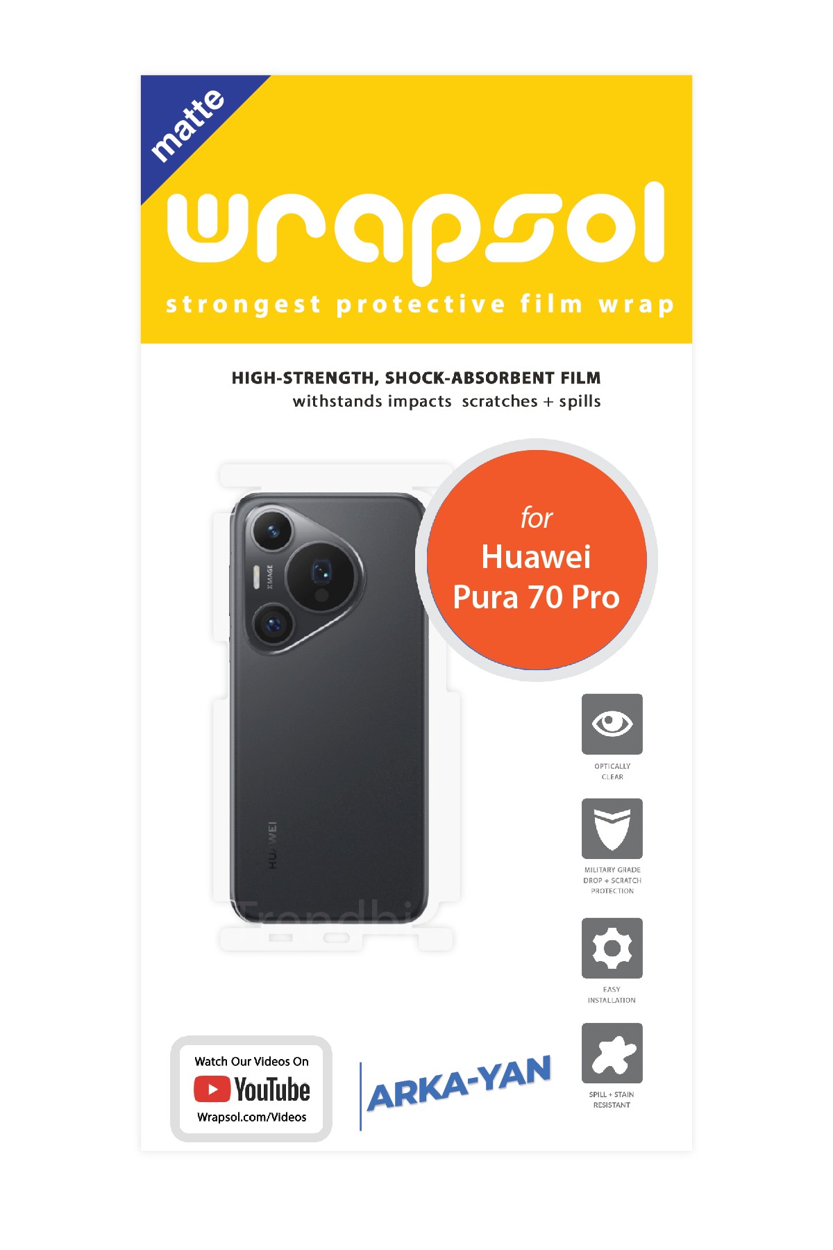 Huawei Pura 70 Pro - Arka/Yan Koruyucu Mat Şeffaf Poliüretan Film (150 micron)