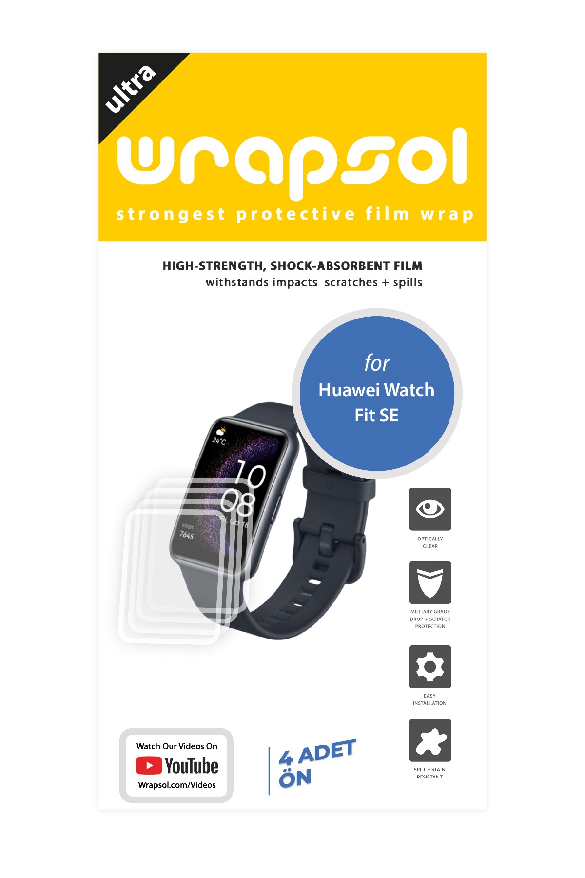 Huawei Watch Fit SE - Ekran Koruyucu Parlak Şeffaf Poliüretan Film (150 mikron)