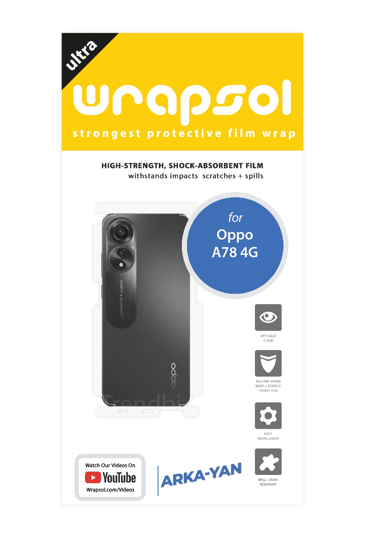 Oppo A78 4G - Arka/Yan Koruyucu Parlak Şeffaf Poliüretan Film (150 micron)