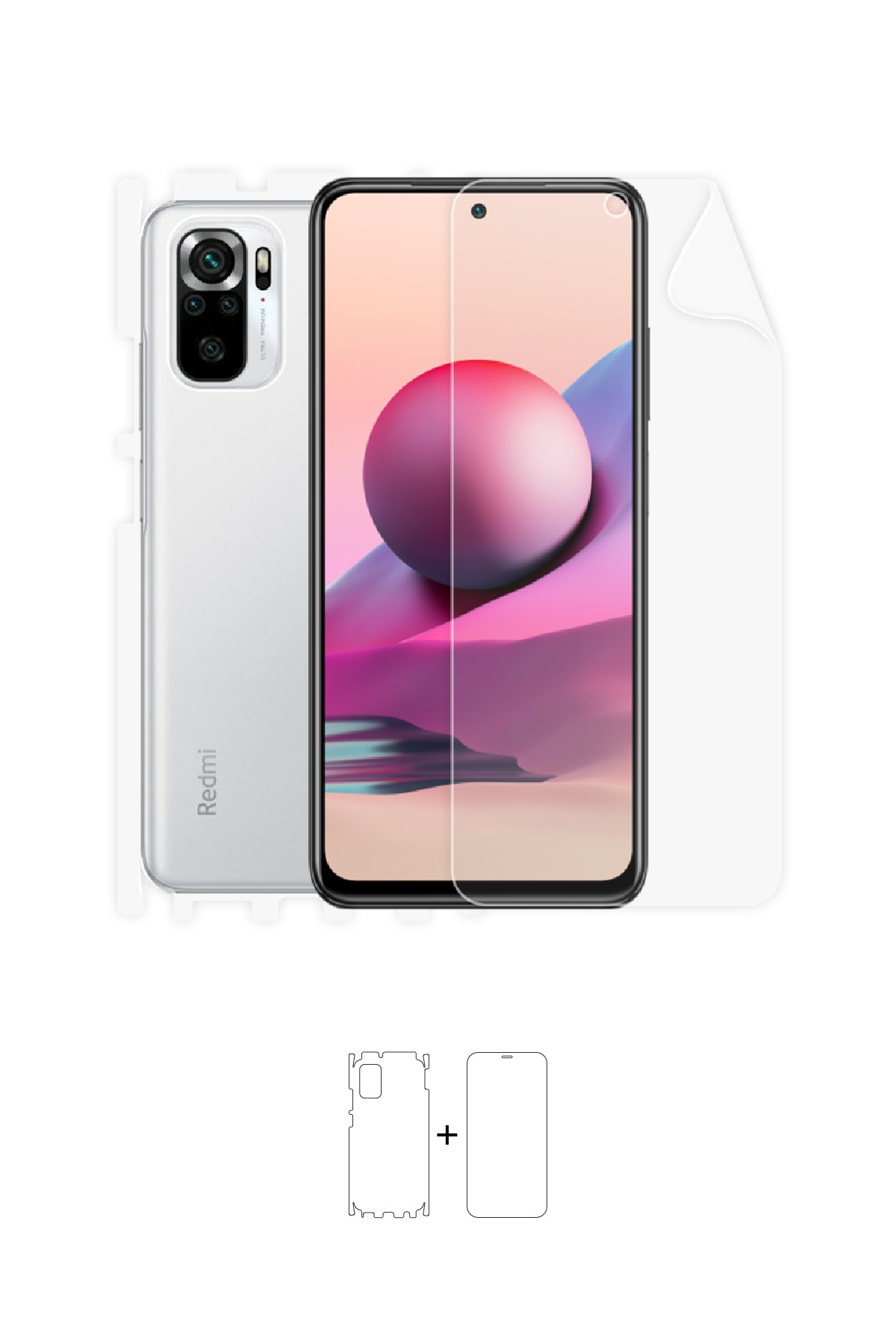 Xiaomi Redmi Note 10s - Fullbody Koruyucu Parlak Şeffaf Poliüretan Film (150 micron)