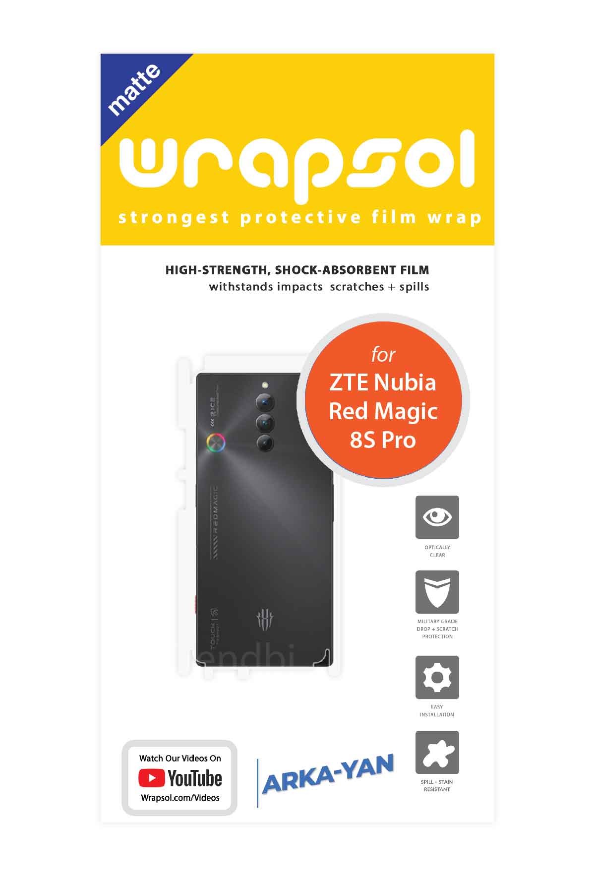 ZTE Nubia Red Magic 8S Pro - Arka/Yan Koruyucu Mat Şeffaf Poliüretan Film (150 micron)