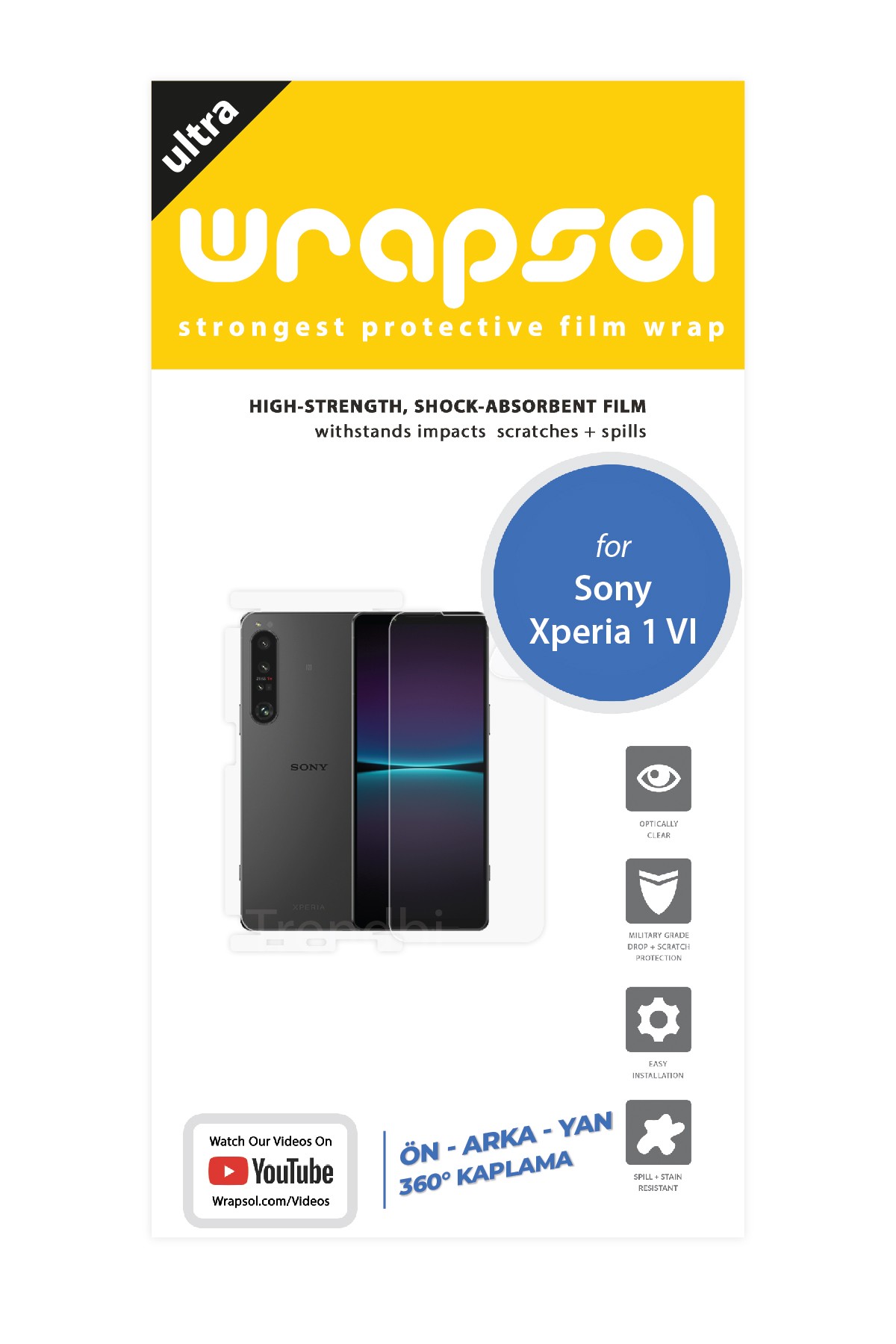 Sony Xperia 1 VI - Fullbody Koruyucu Parlak Şeffaf Poliüretan Film (150 micron)