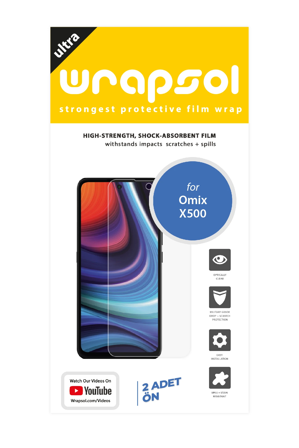 Omix X500 - Ekran Koruyucu Parlak Şeffaf Poliüretan Film (150 mikron)