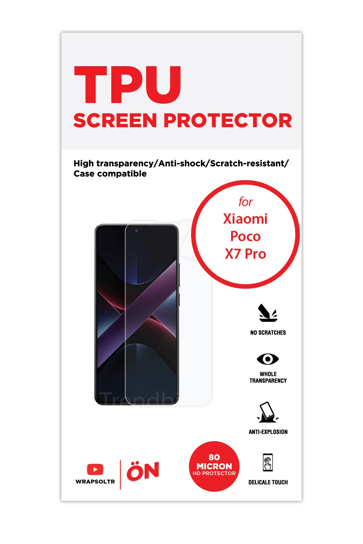 Xiaomi Poco X7 Pro - Ekran Koruyucu Parlak Şeffaf TPU Film (80 micron)