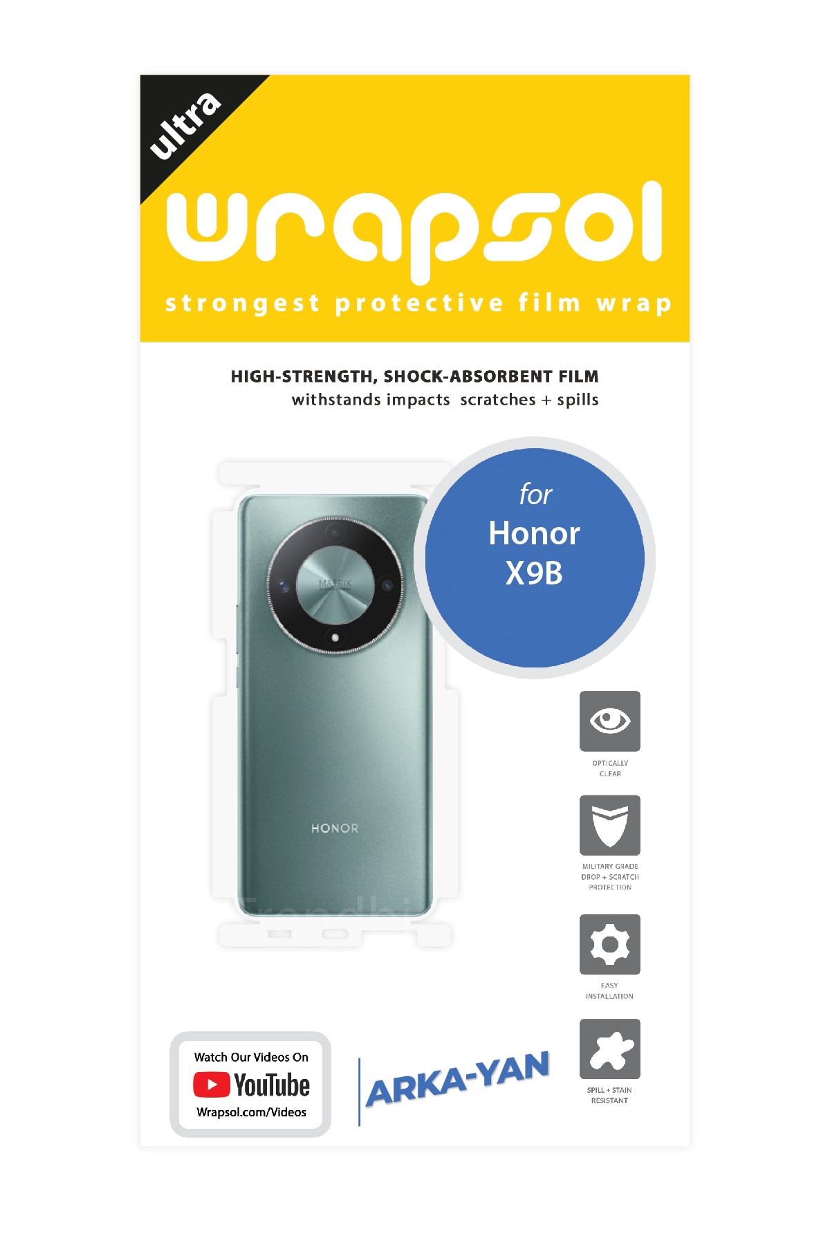 Honor X9b - Arka/Yan Koruyucu Parlak Şeffaf Poliüretan Film (150 micron)