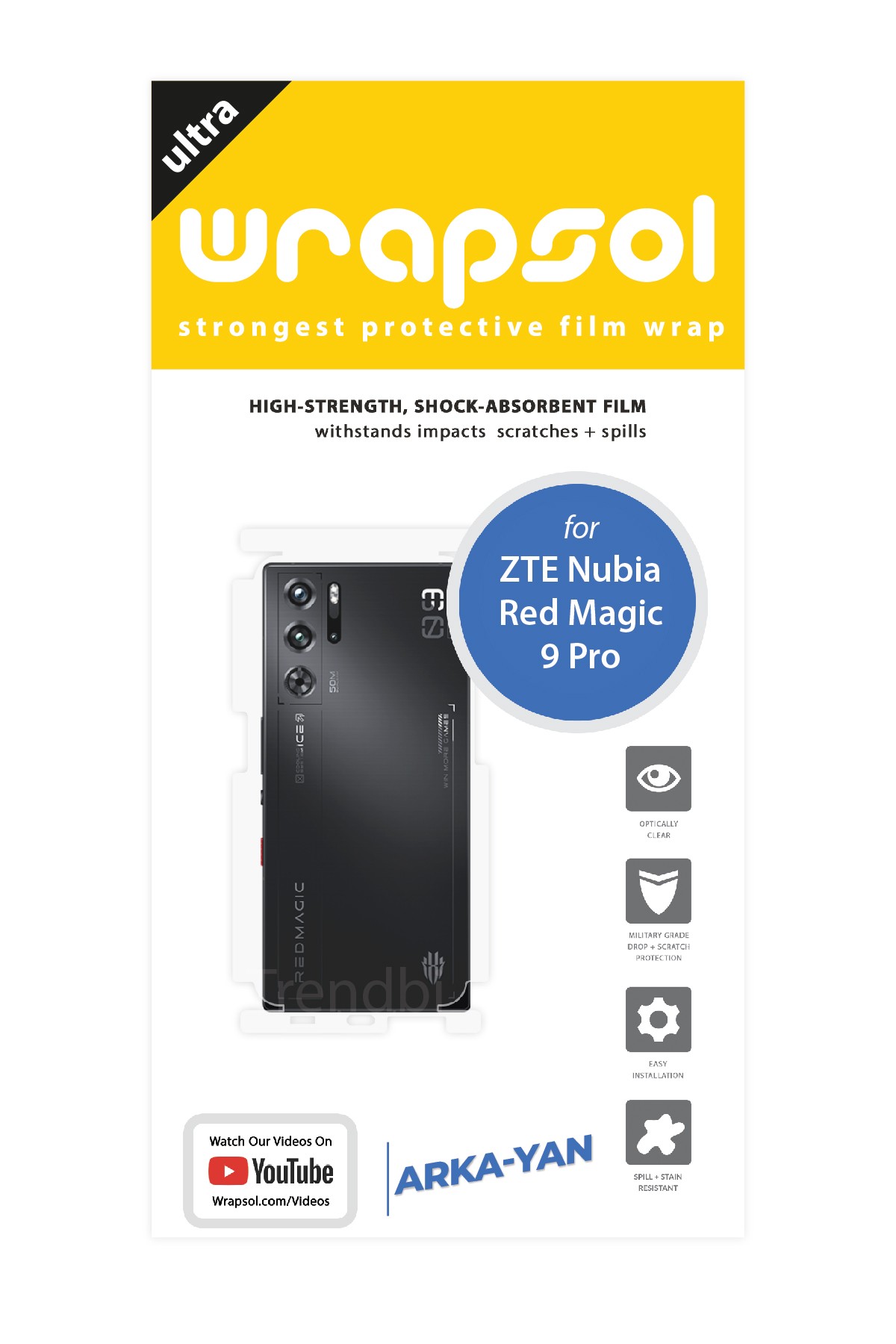 ZTE Nubia Red Magic 9 Pro - Arka/Yan Koruyucu Parlak Şeffaf Poliüretan Film (150 micron)