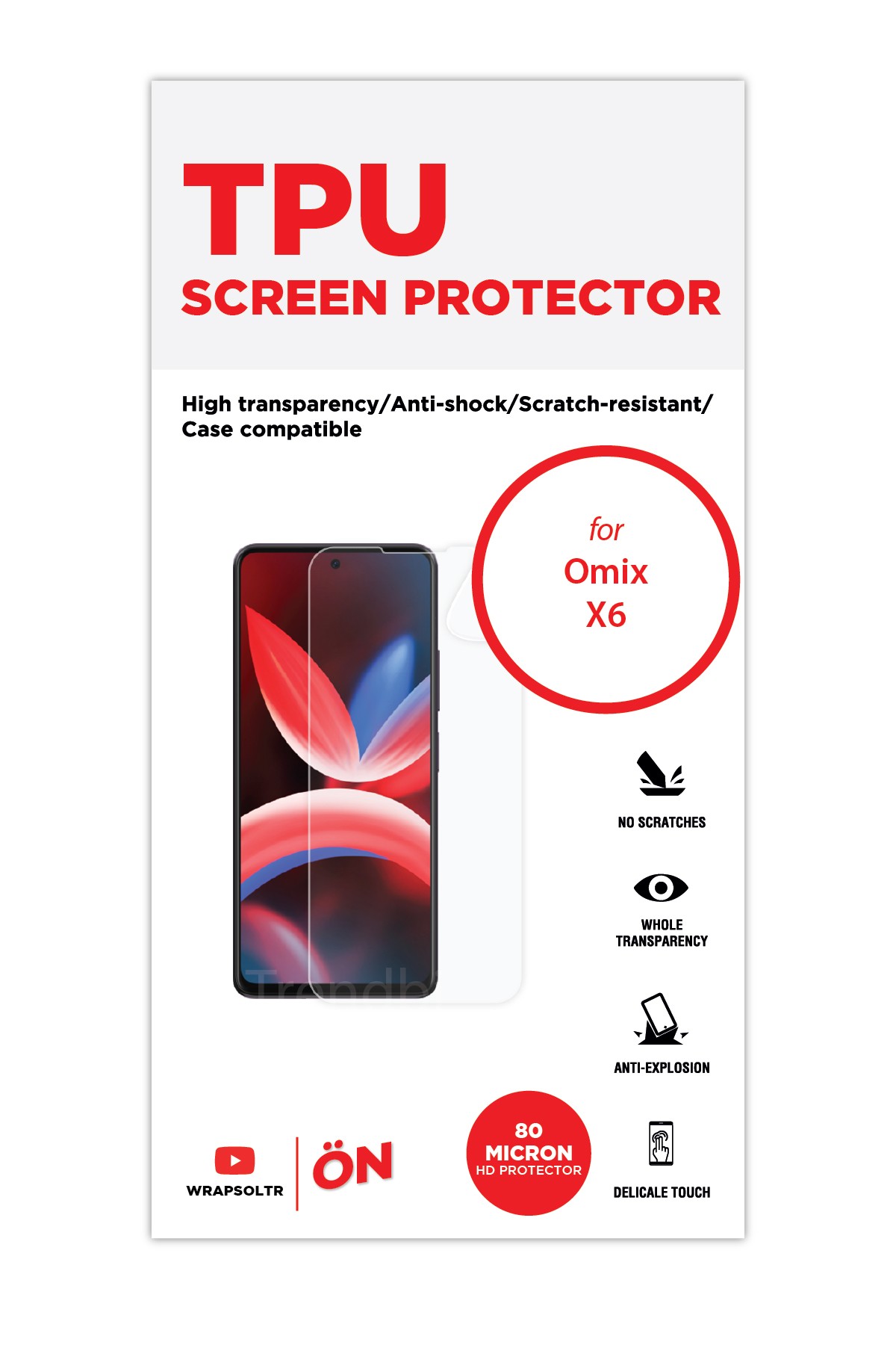 Omix X6 - Ekran Koruyucu Parlak Şeffaf TPU Film (80 micron)