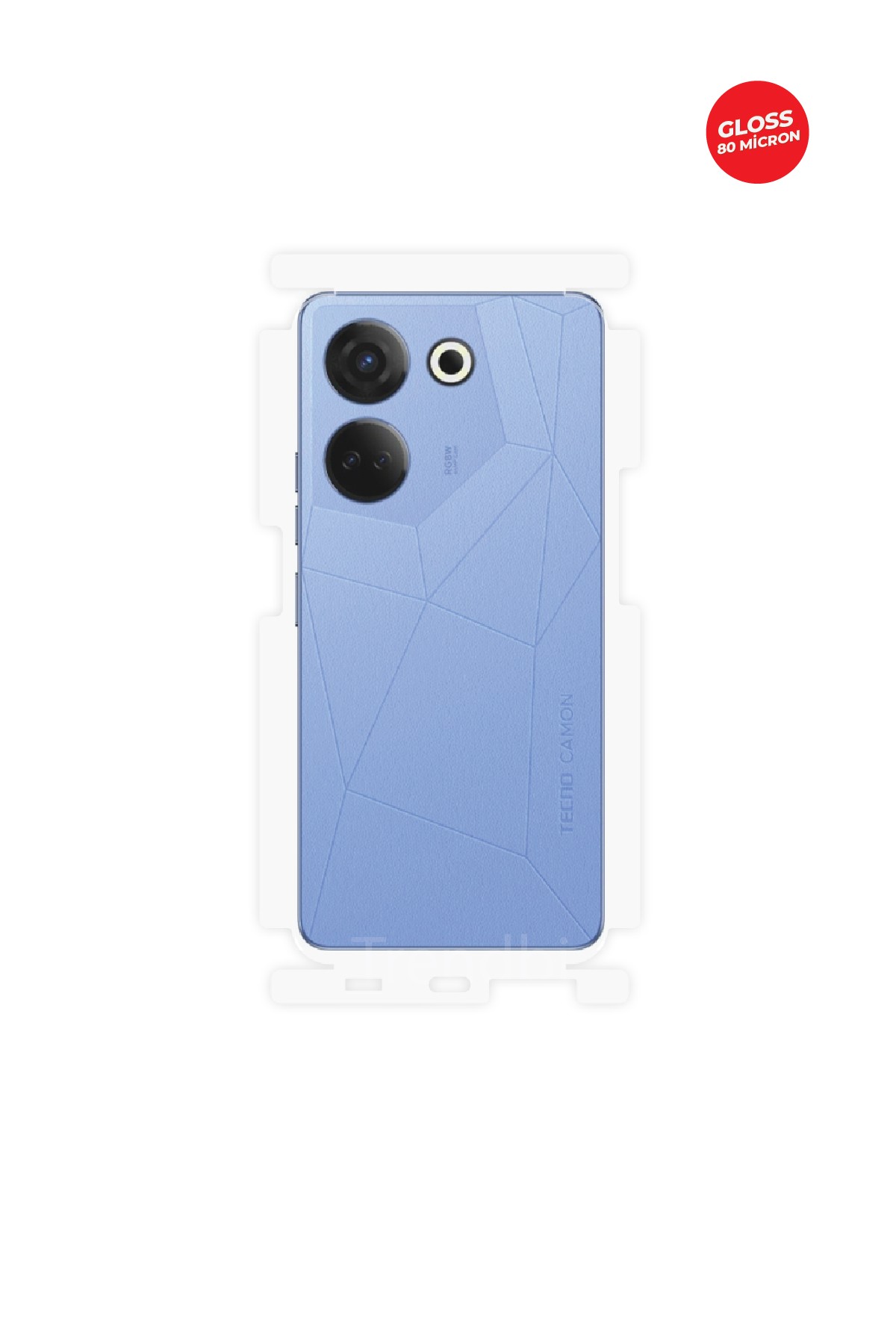Tecno Camon 20 Pro - Arka/Yan Koruyucu Parlak Şeffaf TPU Film (80 micron)