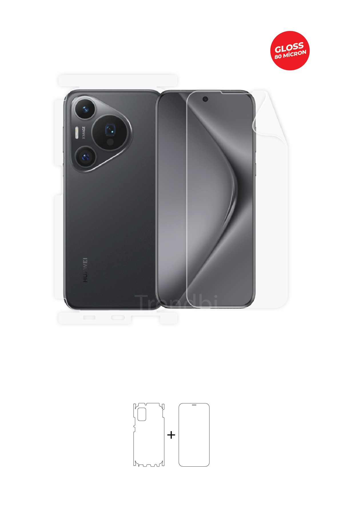 Huawei Pura 70 Pro - Fullbody Koruyucu Parlak Şeffaf TPU Film (80 micron)