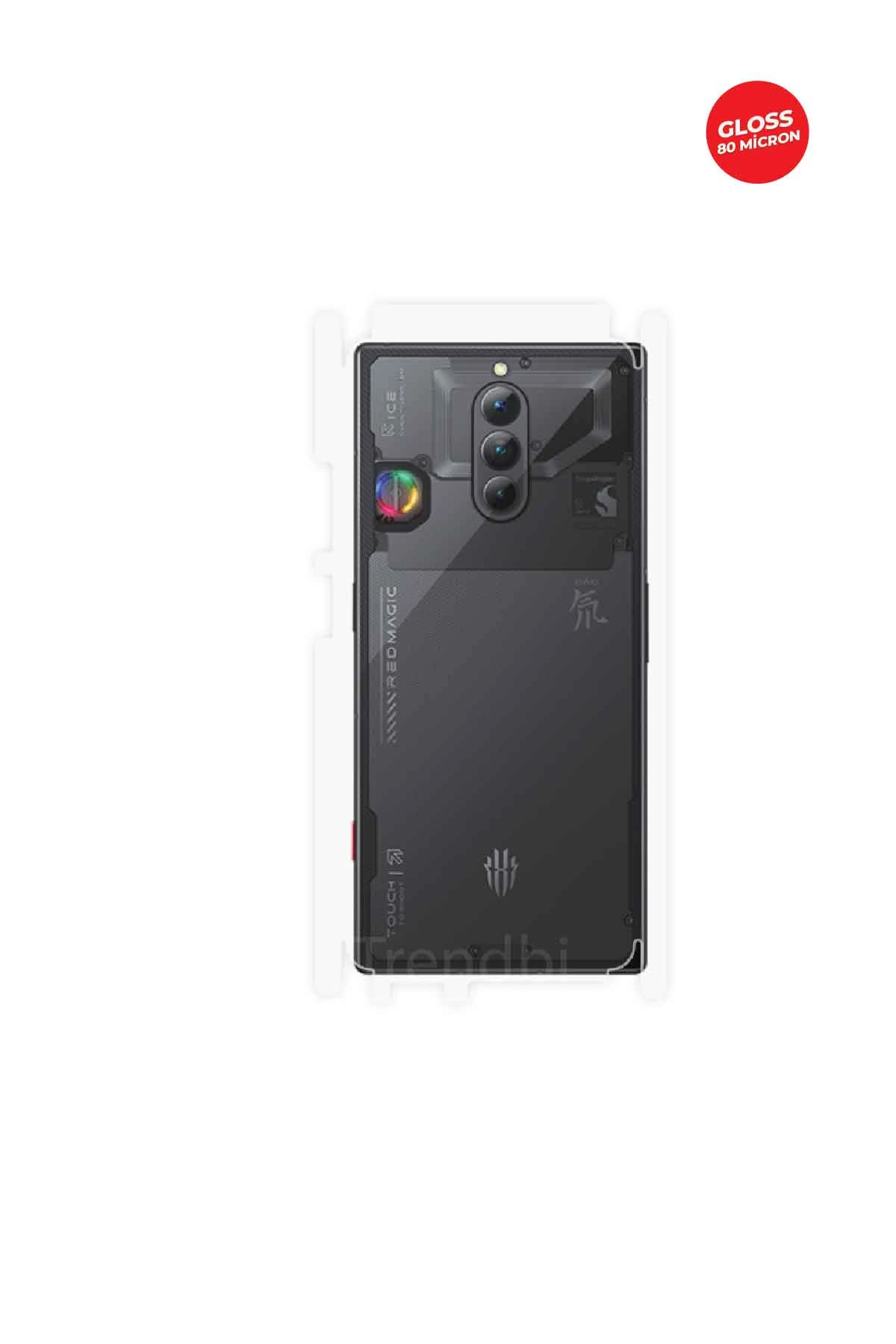 ZTE Nubia Red Magic 8S Pro Plus - Arka/Yan Koruyucu Parlak Şeffaf TPU Film (80 micron)