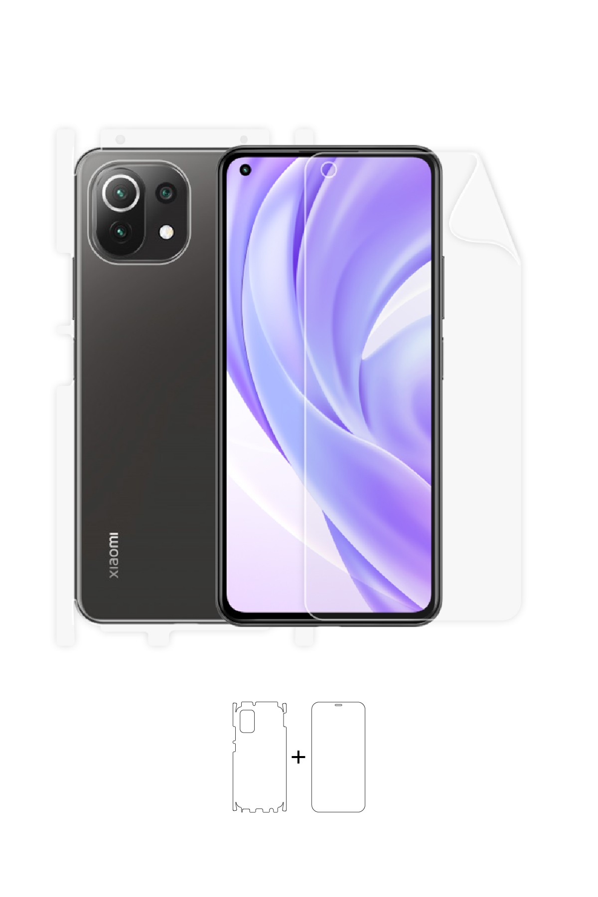 Xiaomi Mi 11 Lite - Fullbody Koruyucu Parlak Şeffaf Poliüretan Film (150 micron)