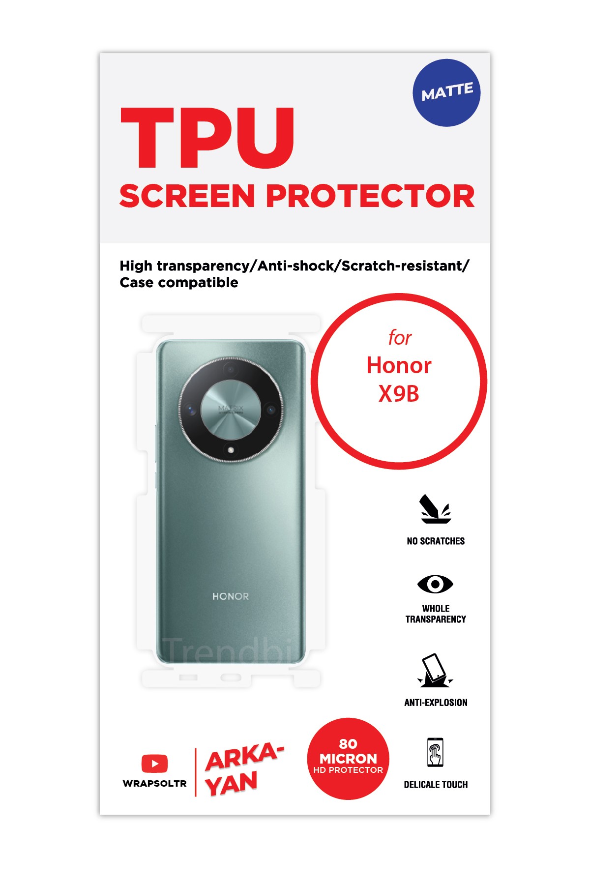 Honor X9b - Arka/Yan Koruyucu Mat TPU Film (80 micron)