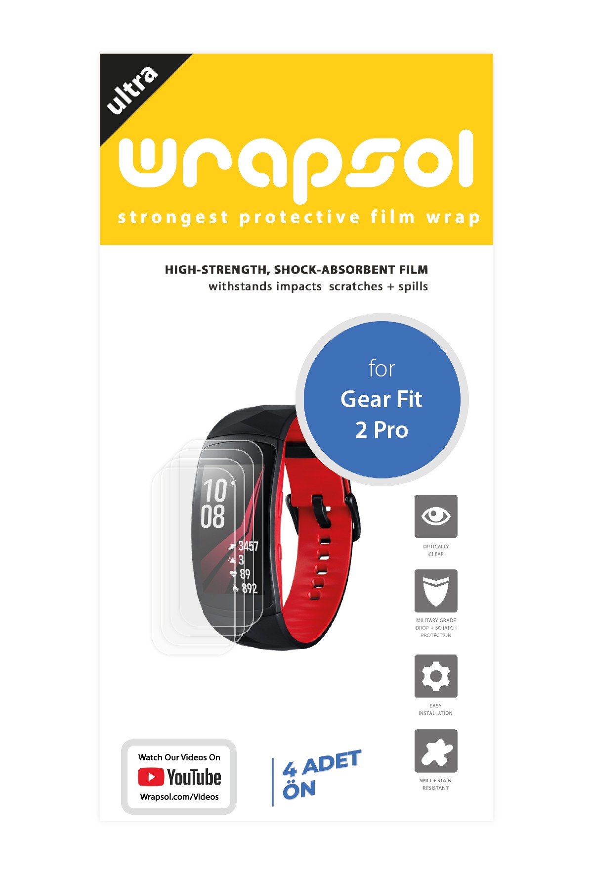 Samsung Gear Fit 2 Pro - Ekran Koruyucu Parlak Şeffaf Poliüretan Film (150 mikron)