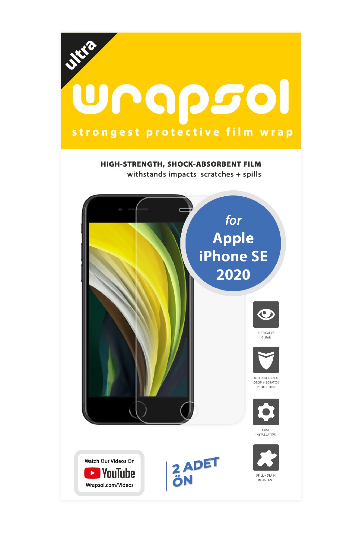 iPhone SE 2020 - Ekran Koruyucu Parlak Şeffaf Poliüretan Film (150 mikron)