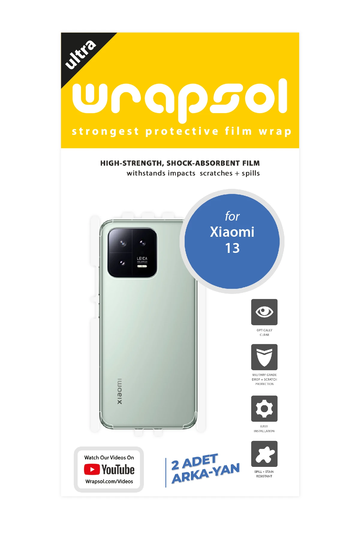 Xiaomi 13 - Arka/Yan Koruyucu Parlak Şeffaf Poliüretan Film (150 micron)