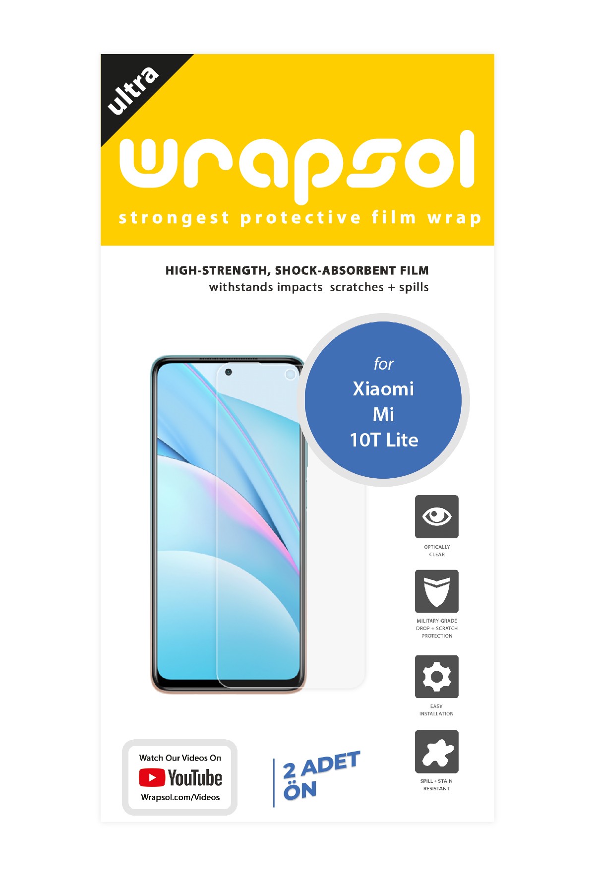 Xiaomi Mi 10T Lite - Ekran Koruyucu Parlak Şeffaf Poliüretan Film (150 mikron)