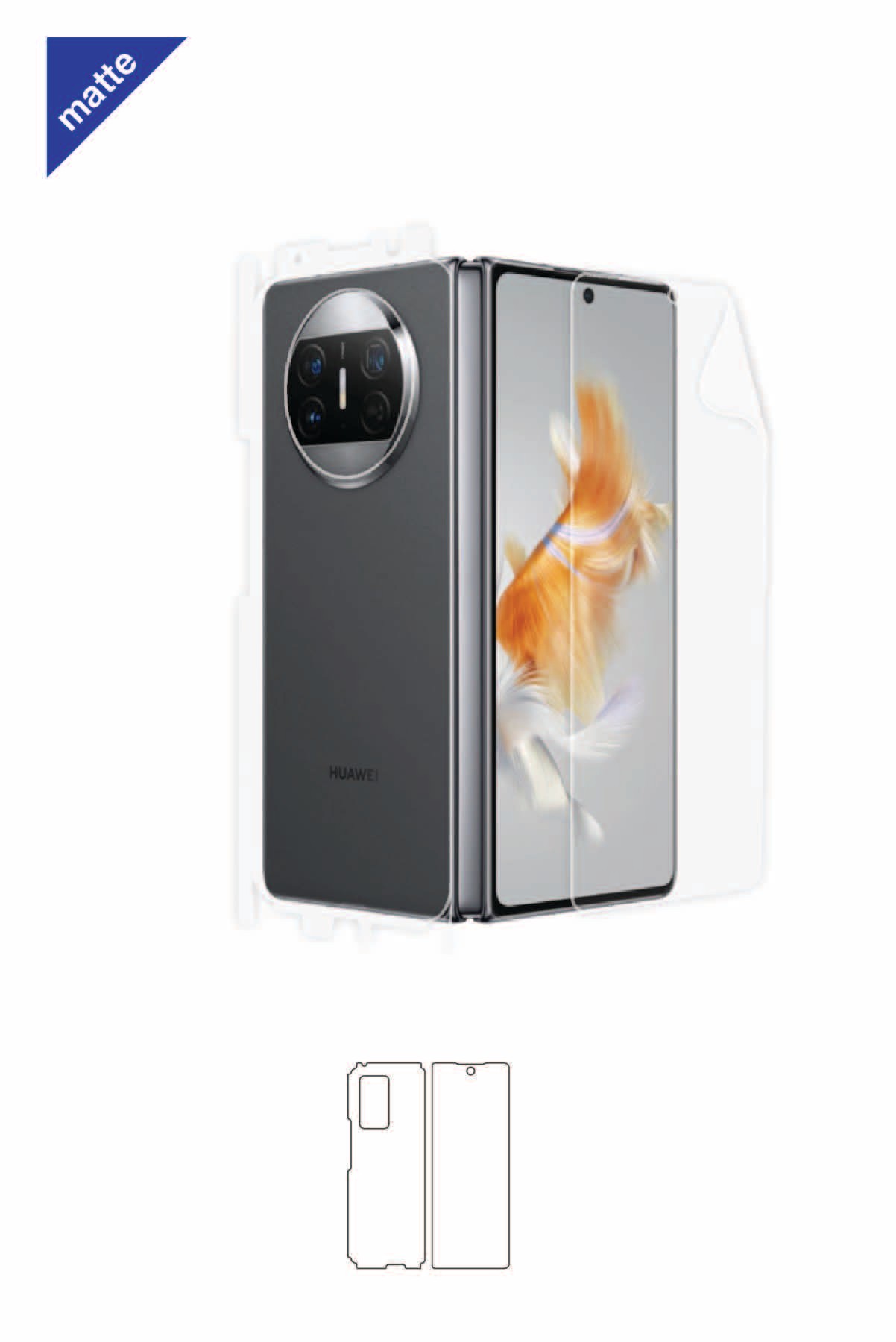 Huawei Mate X3 - Arka/Yan Koruyucu Mat Şeffaf Poliüretan Film (150 micron)