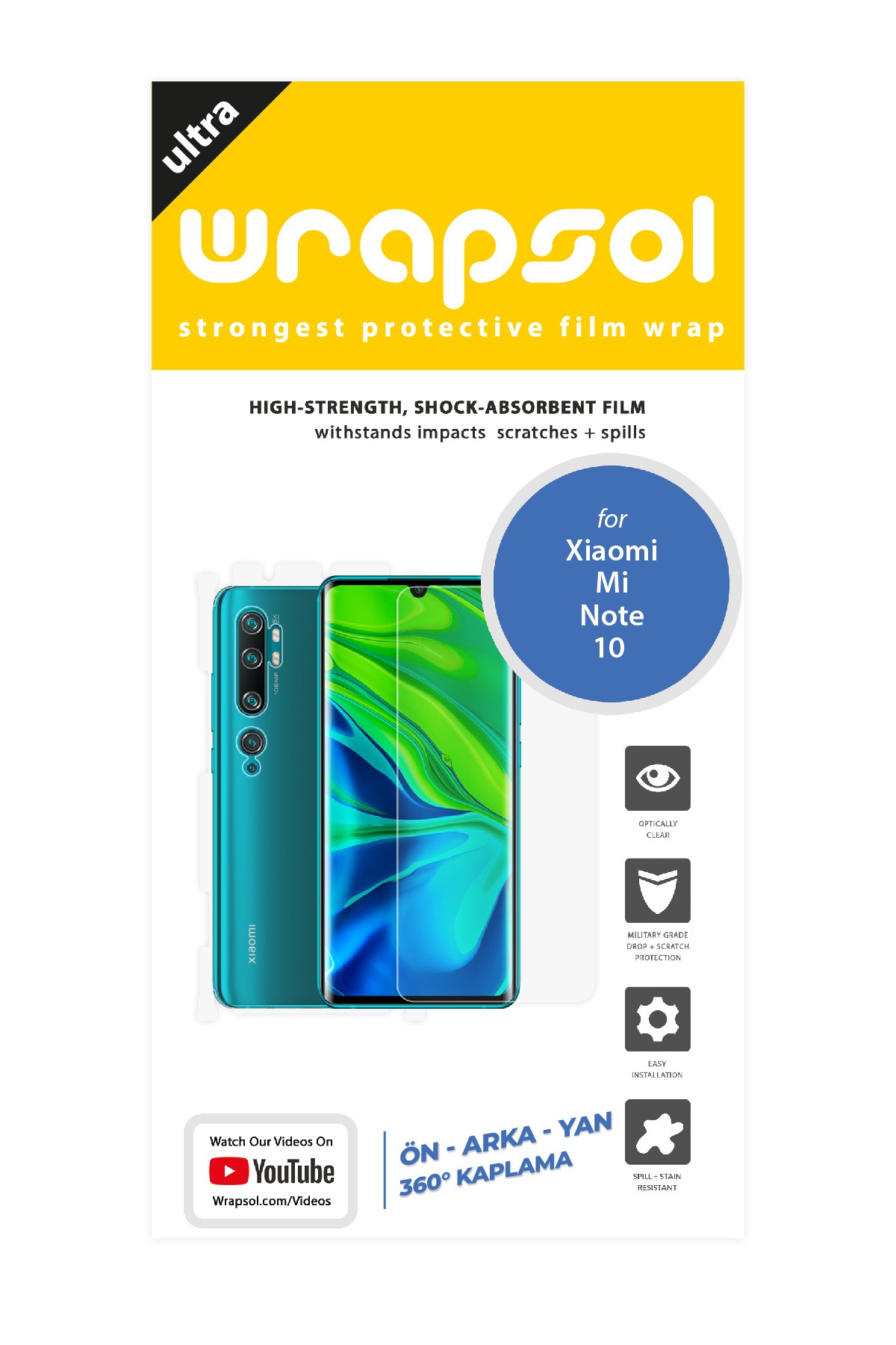 Xiaomi Mi Note 10 - Fullbody Koruyucu Parlak Şeffaf Poliüretan Film (150 micron)