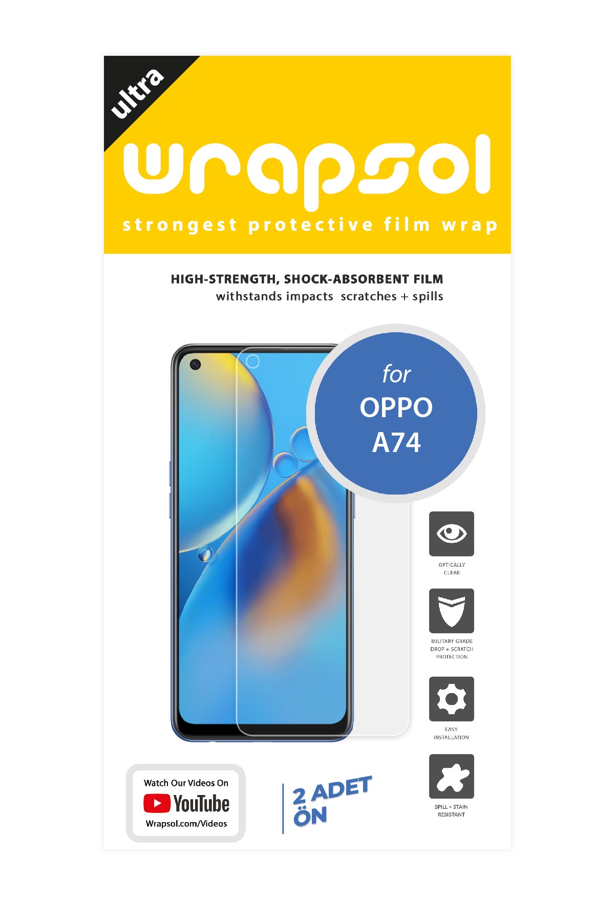 Oppo A74 - Ekran Koruyucu Parlak Şeffaf Poliüretan Film (150 mikron)
