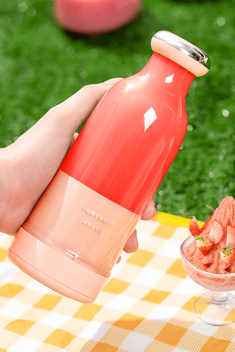 Smoothie Blender Taşınabilir Şarjlı Kişisel Mini Meyve Karıştırıcı 300 ml - Pembe