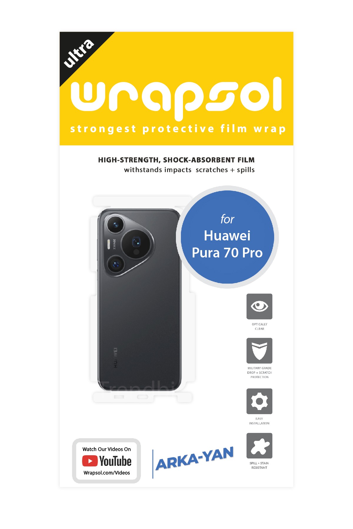 Huawei Pura 70 Pro - Arka/Yan Koruyucu Parlak Şeffaf Poliüretan Film (150 micron)