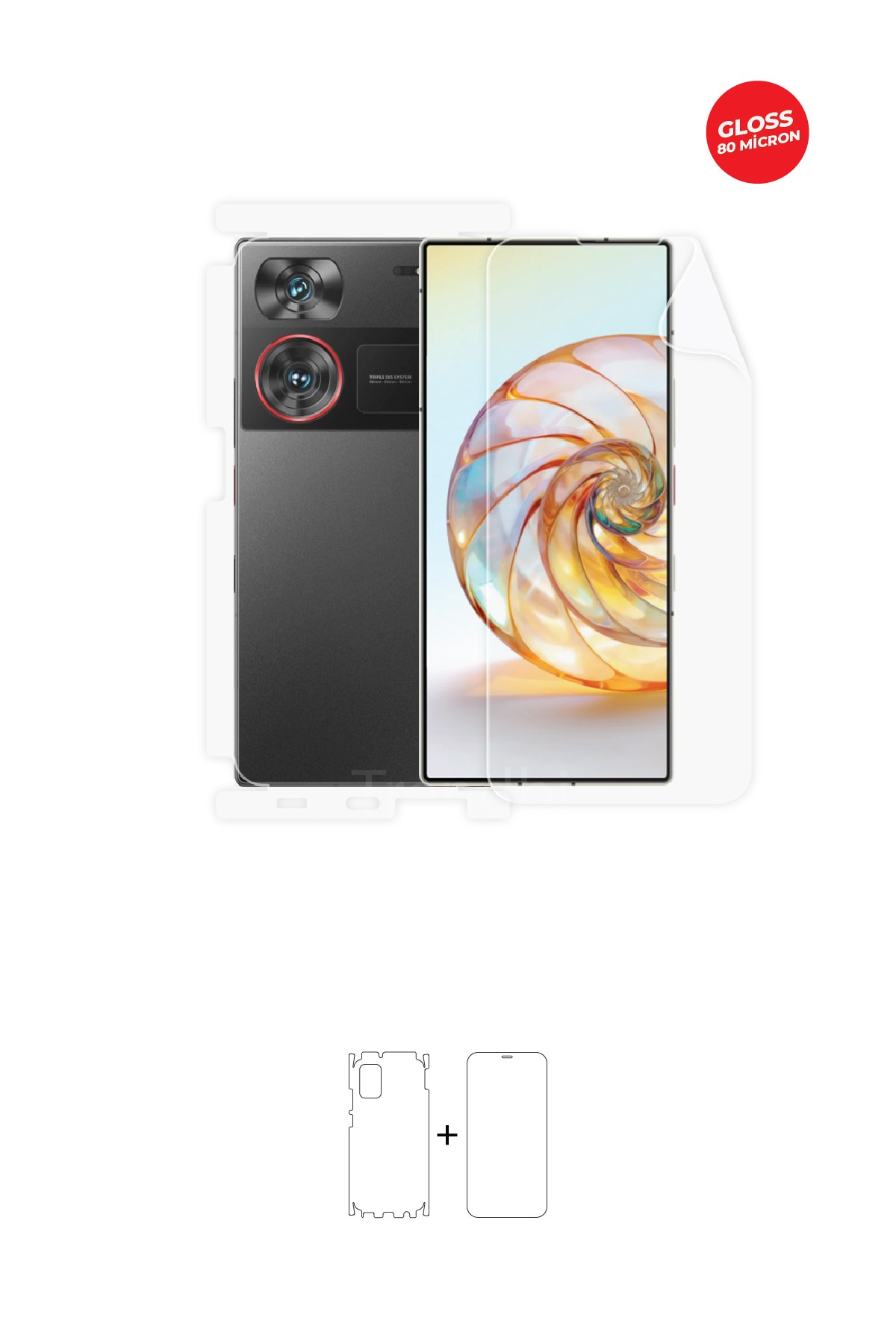 ZTE Nubia Z60 Ultra 5G - Fullbody Koruyucu Parlak Şeffaf TPU Film (80 micron)