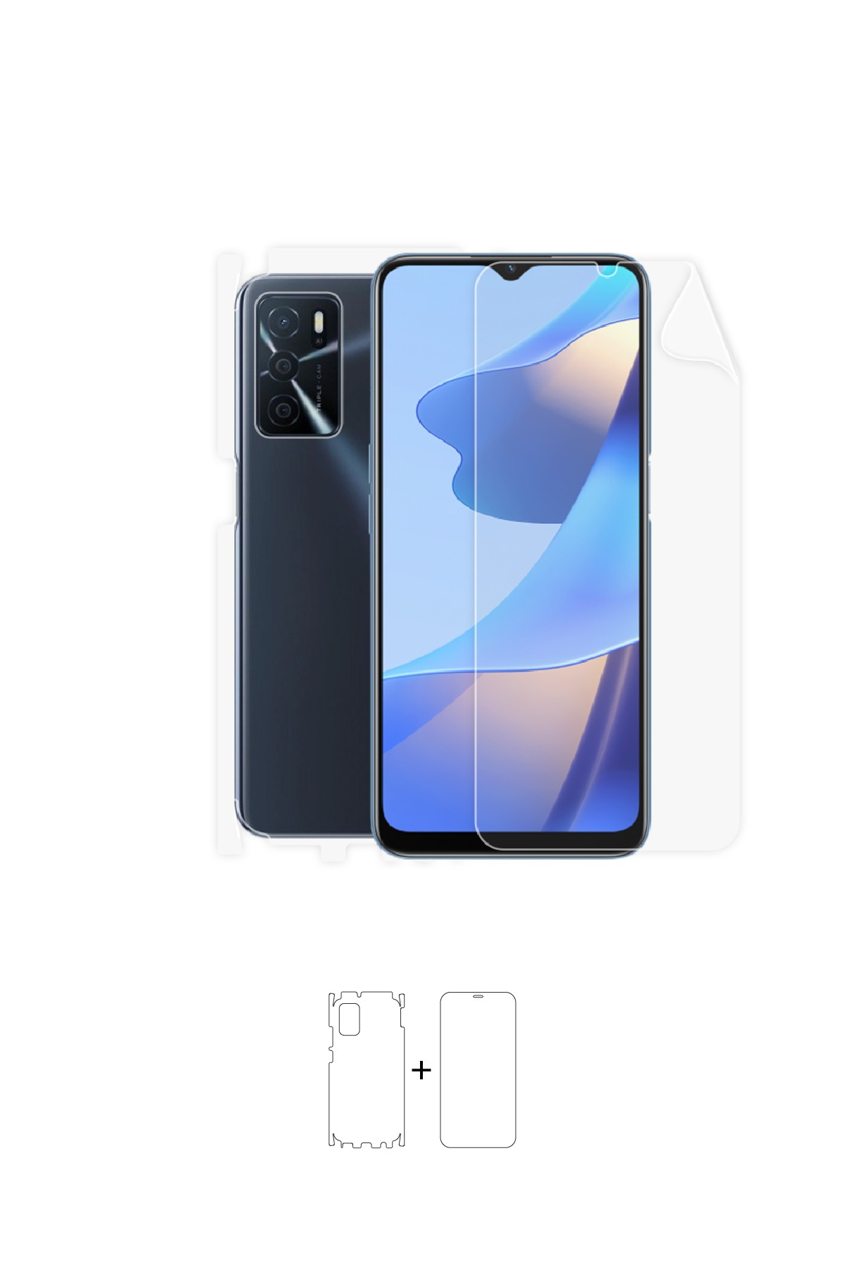 Oppo A16 - Fullbody Koruyucu Parlak Şeffaf Poliüretan Film (150 micron)