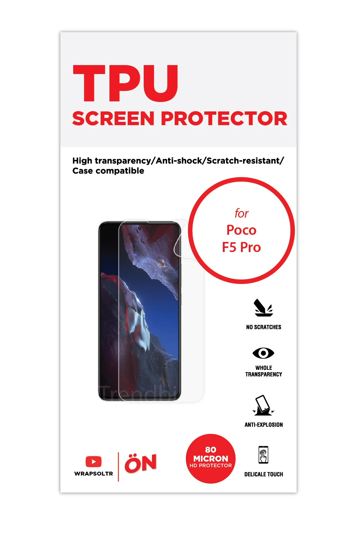 Xiaomi Poco F5 Pro - Ekran Koruyucu Parlak Şeffaf TPU Film (80 micron)