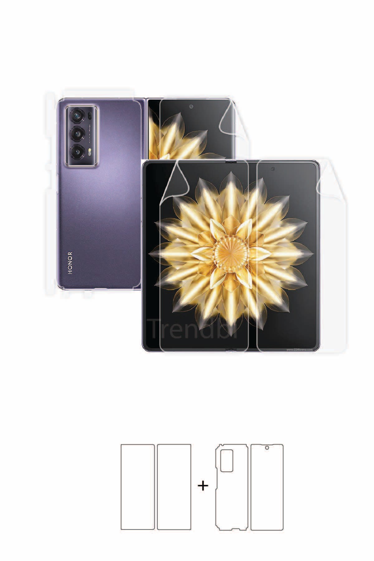 Honor Magic V2 - Fullbody Koruyucu Parlak Şeffaf Poliüretan Film (150 micron)