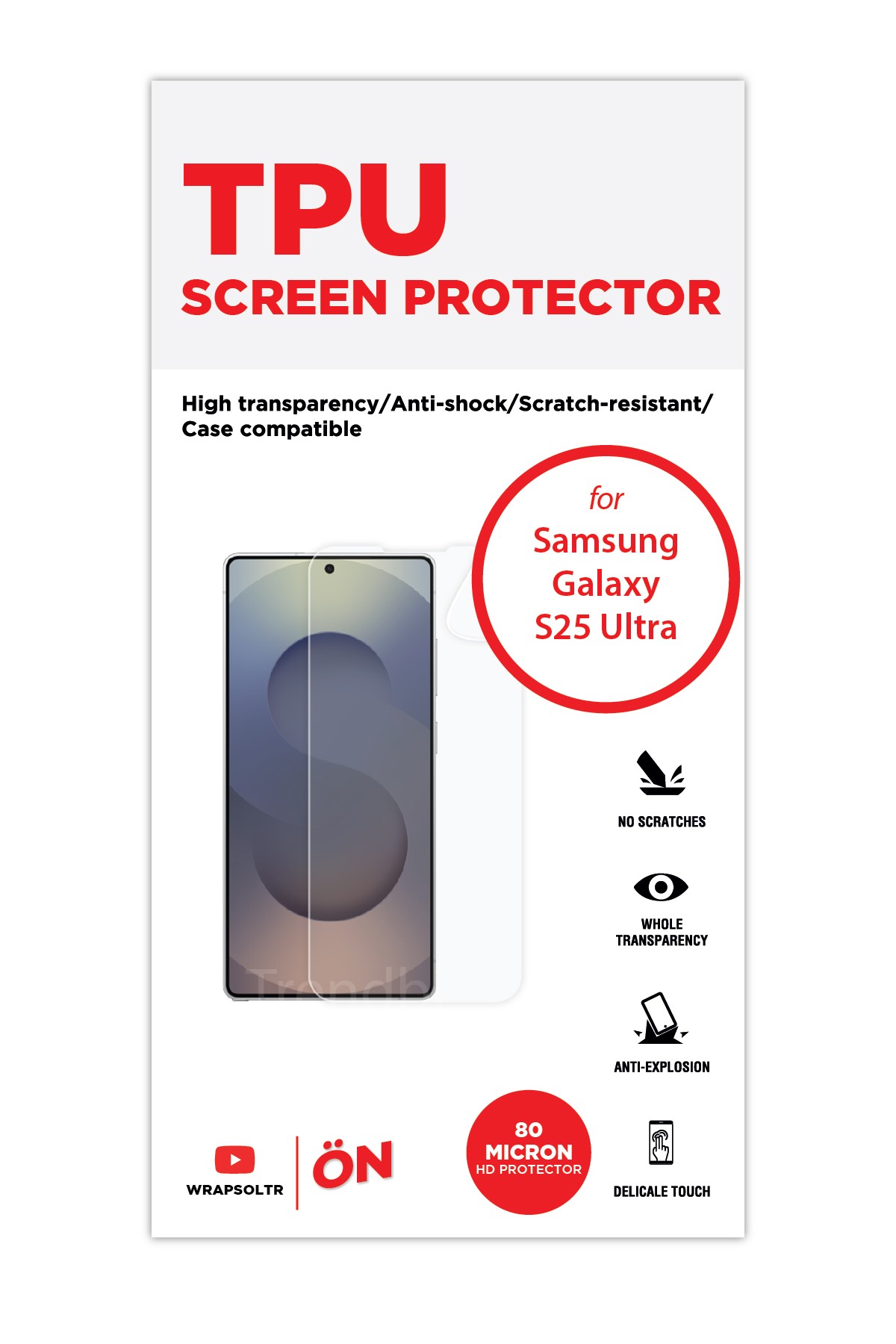 Samsung Galaxy S25 Ultra - Ekran Koruyucu Parlak Şeffaf TPU Film (80 micron)