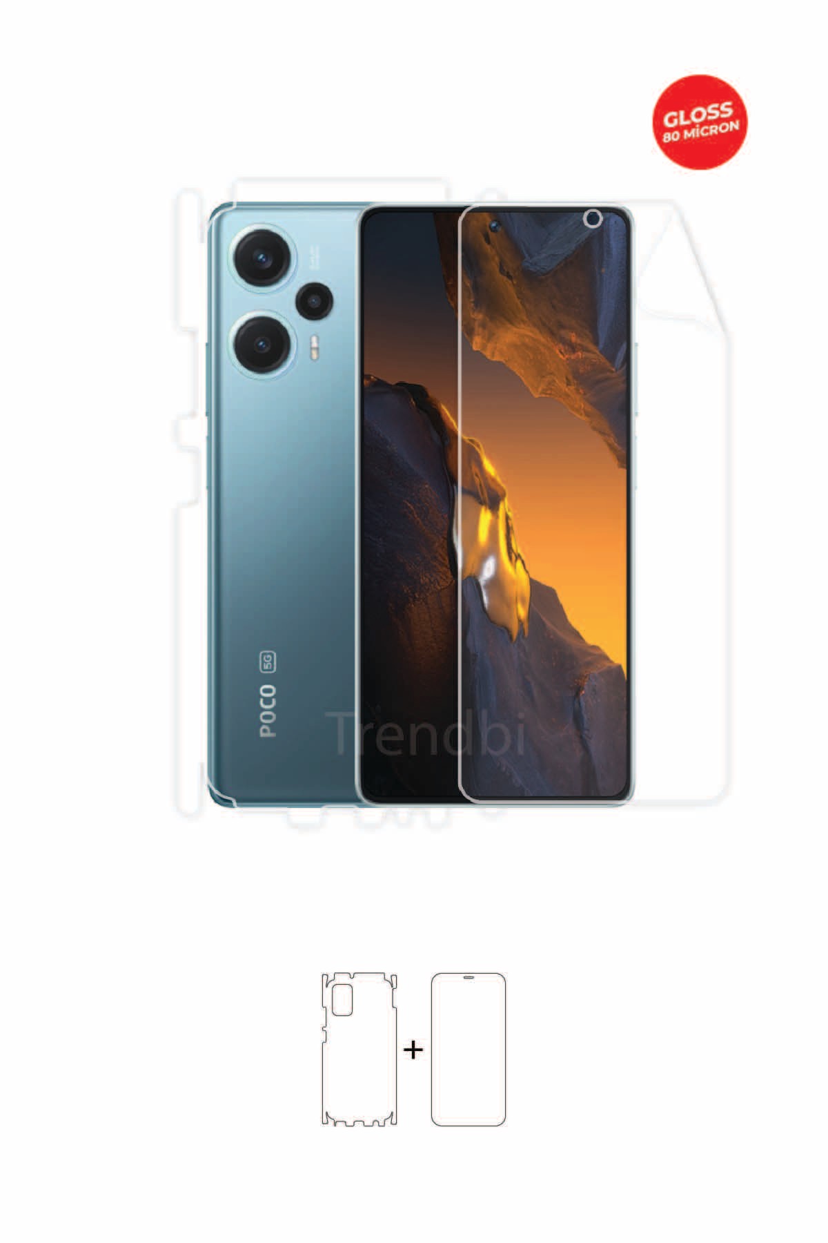 Xiaomi Poco F5 - Fullbody Koruyucu Parlak Şeffaf TPU Film (80 micron)