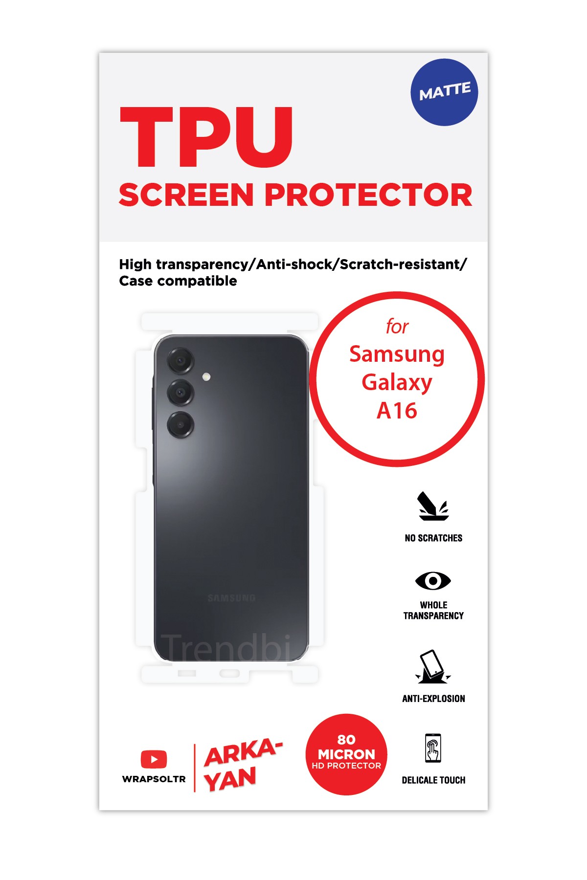 Samsung Galaxy a16 - Arka/Yan Koruyucu Mat TPU Film (80 micron)