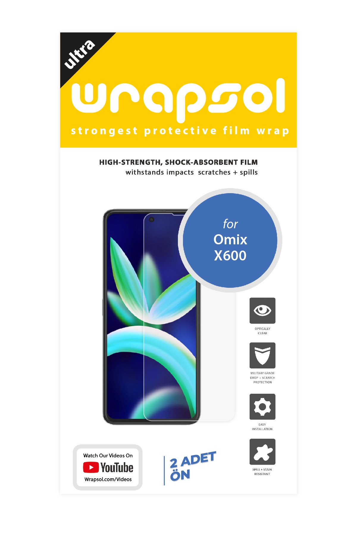 Omix X600 - Ekran Koruyucu Parlak Şeffaf Poliüretan Film (150 mikron)