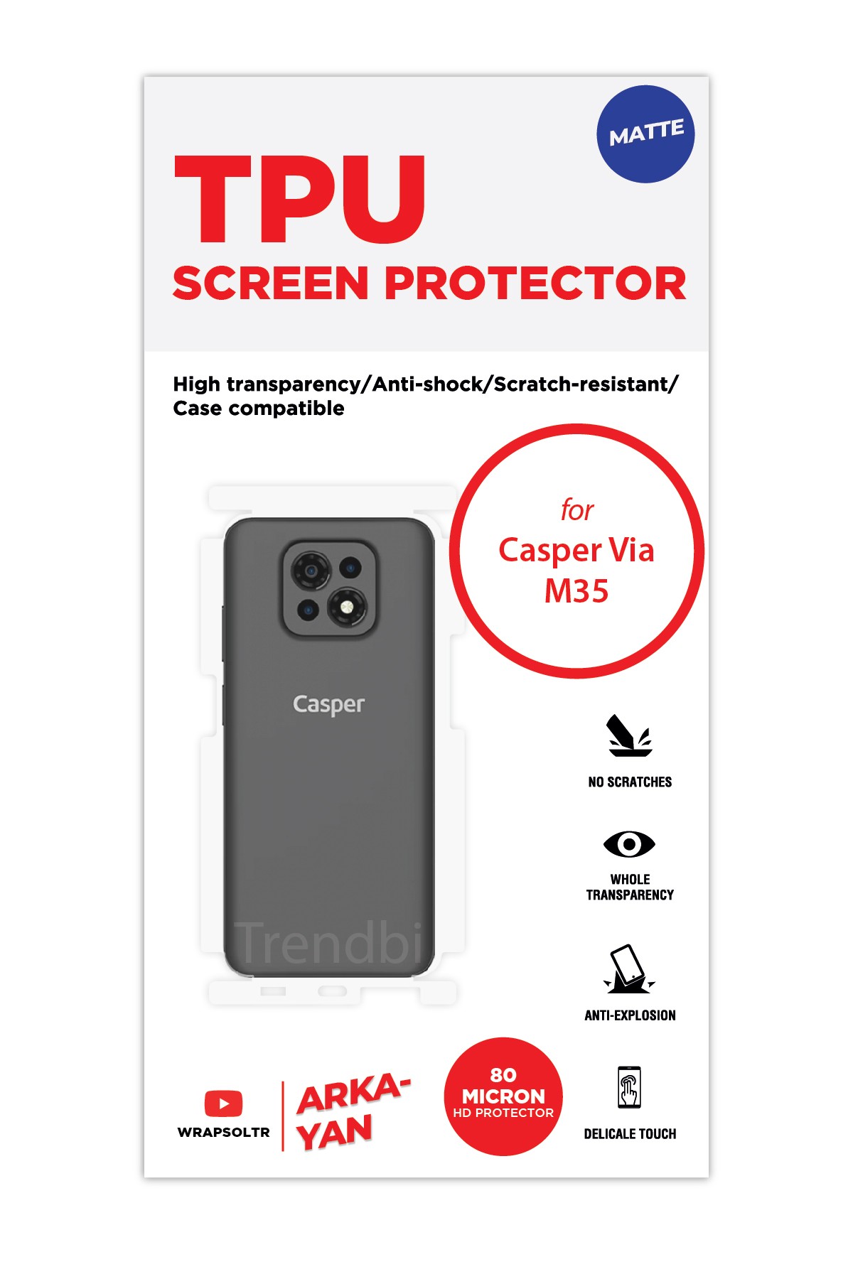 Casper Via M35 - Arka/Yan Koruyucu Mat TPU Film (80 micron)