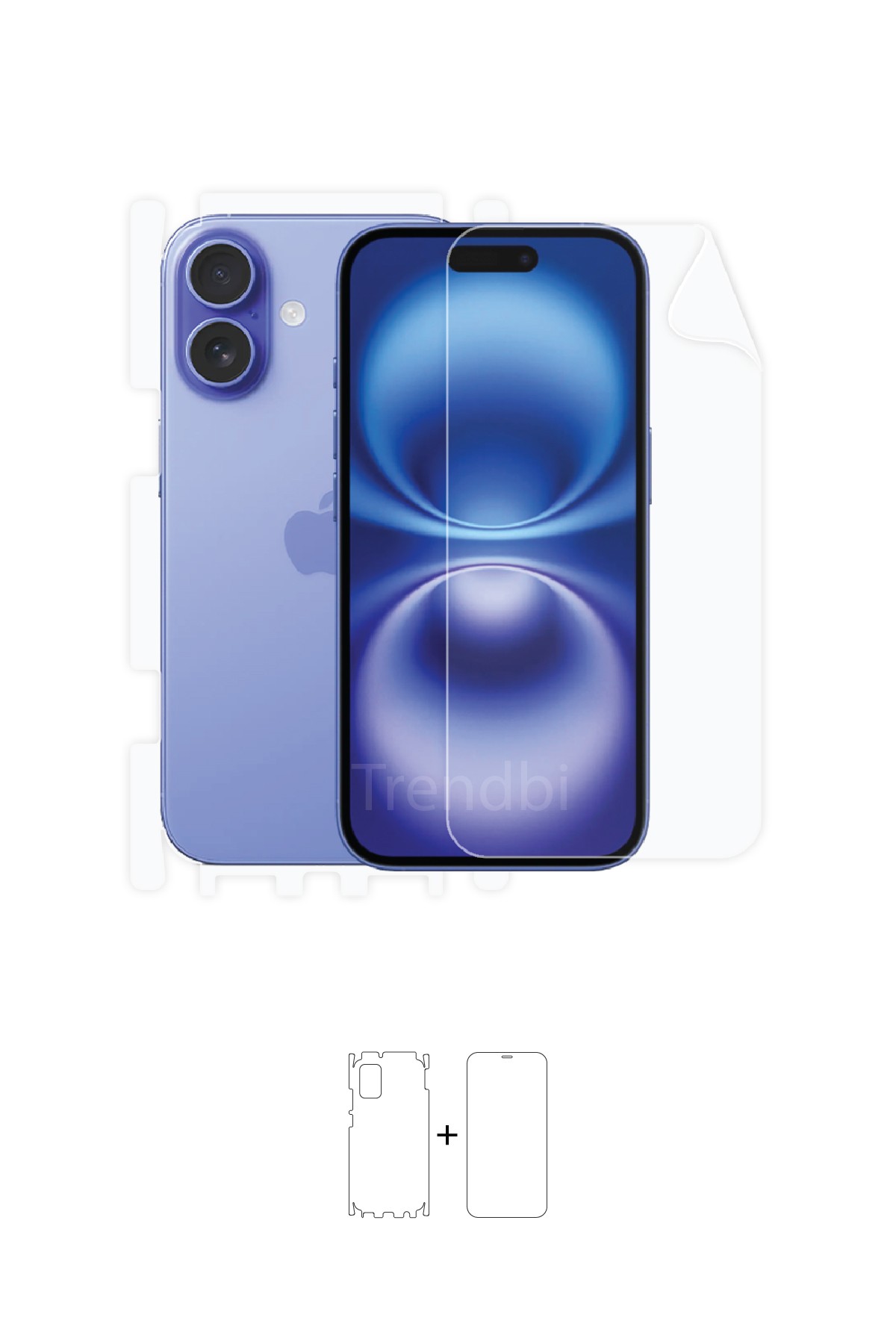 iPhone 16 - Fullbody Koruyucu Parlak Şeffaf Poliüretan Film (150 micron)