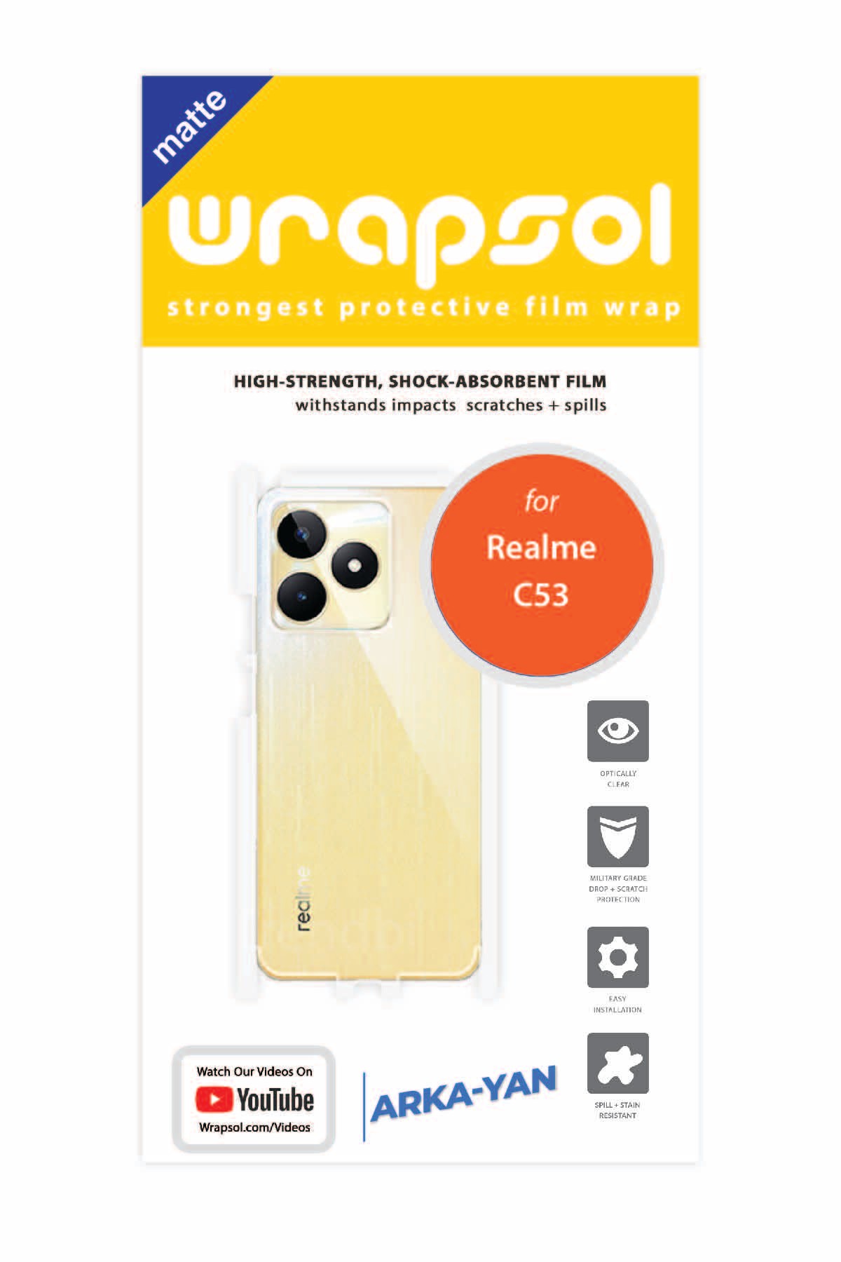 Realme C53 - Arka/Yan Koruyucu Mat Şeffaf Poliüretan Film (150 micron)