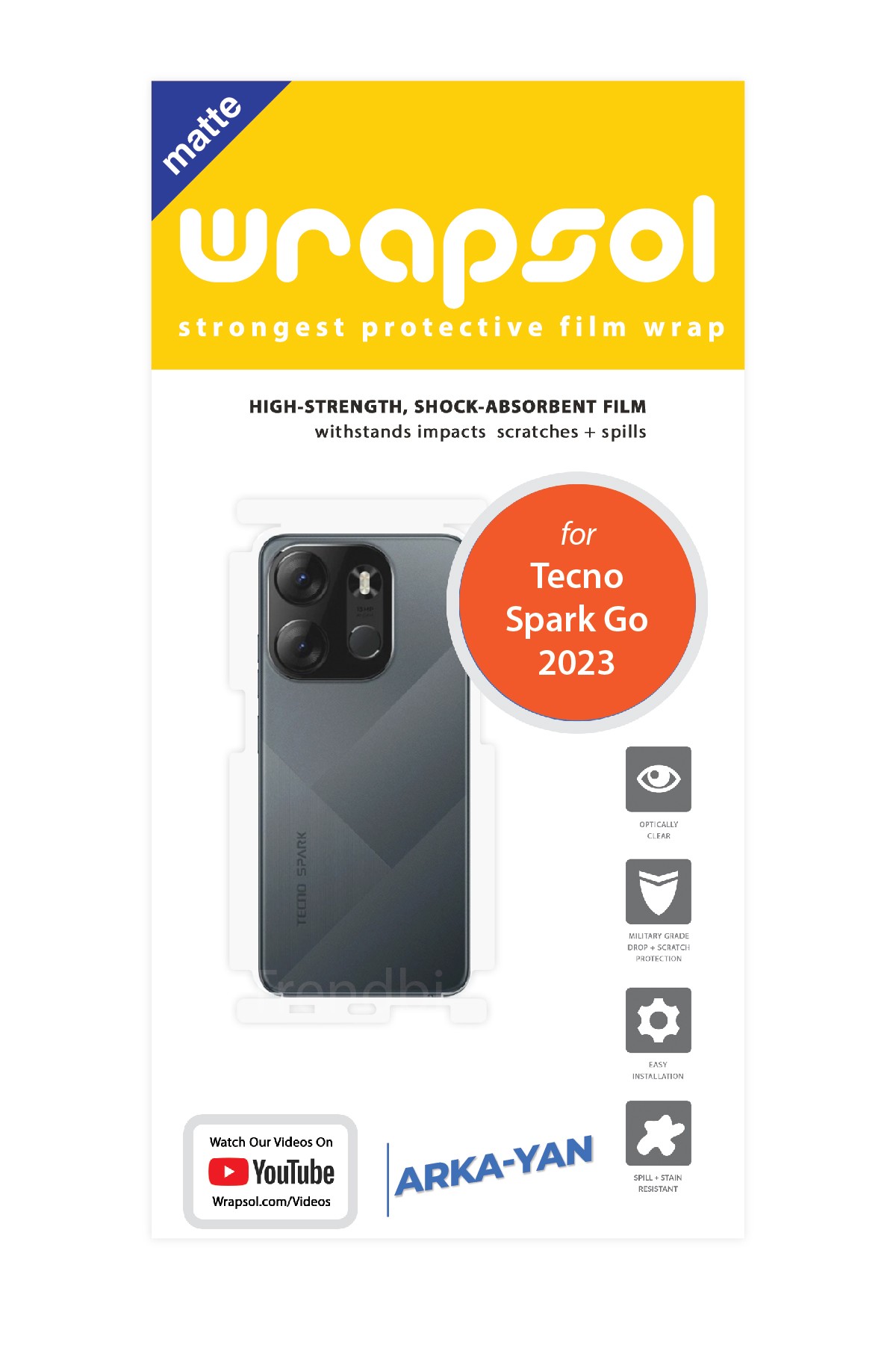 Tecno Spark Go 2023 - Arka/Yan Koruyucu Mat Şeffaf Poliüretan Film (150 micron)