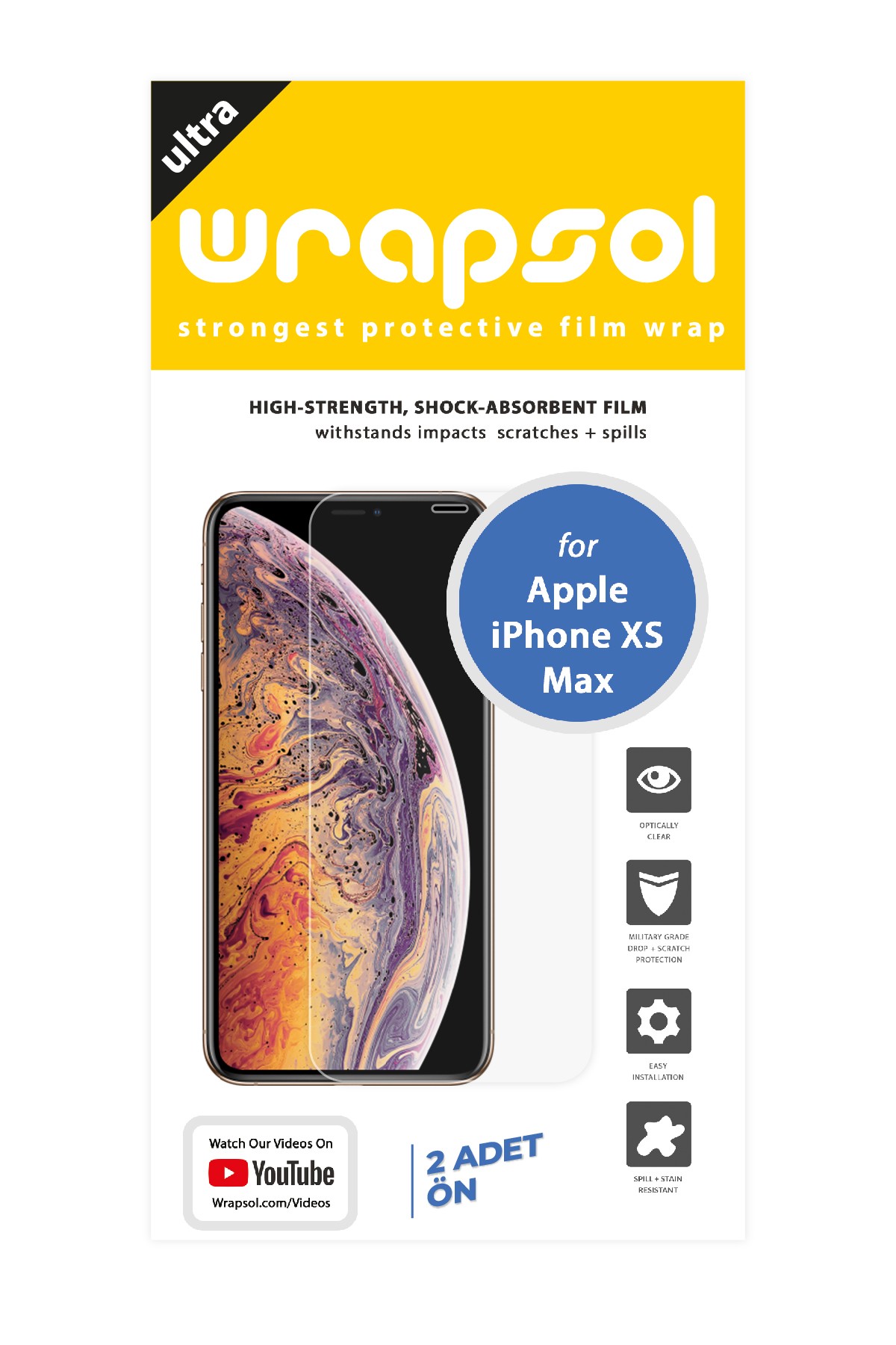 iPhone XS Max - Ekran Koruyucu Parlak Şeffaf Poliüretan Film (150 mikron)