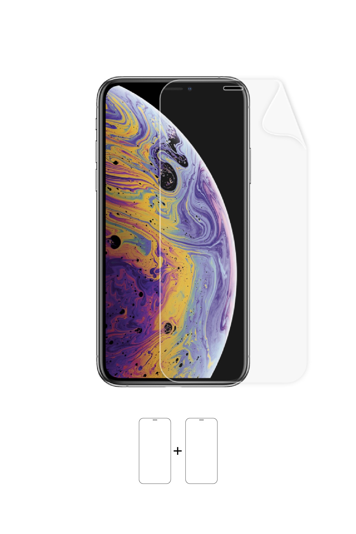 iPhone XS - Ekran Koruyucu Parlak Şeffaf Poliüretan Film (150 mikron)