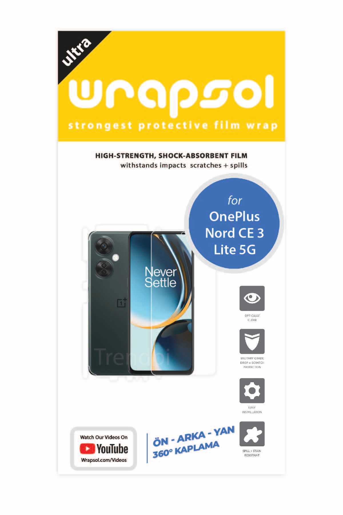 Oneplus Nord CE 3 Lite 5G - Fullbody Koruyucu Parlak Şeffaf Poliüretan Film (150 micron)