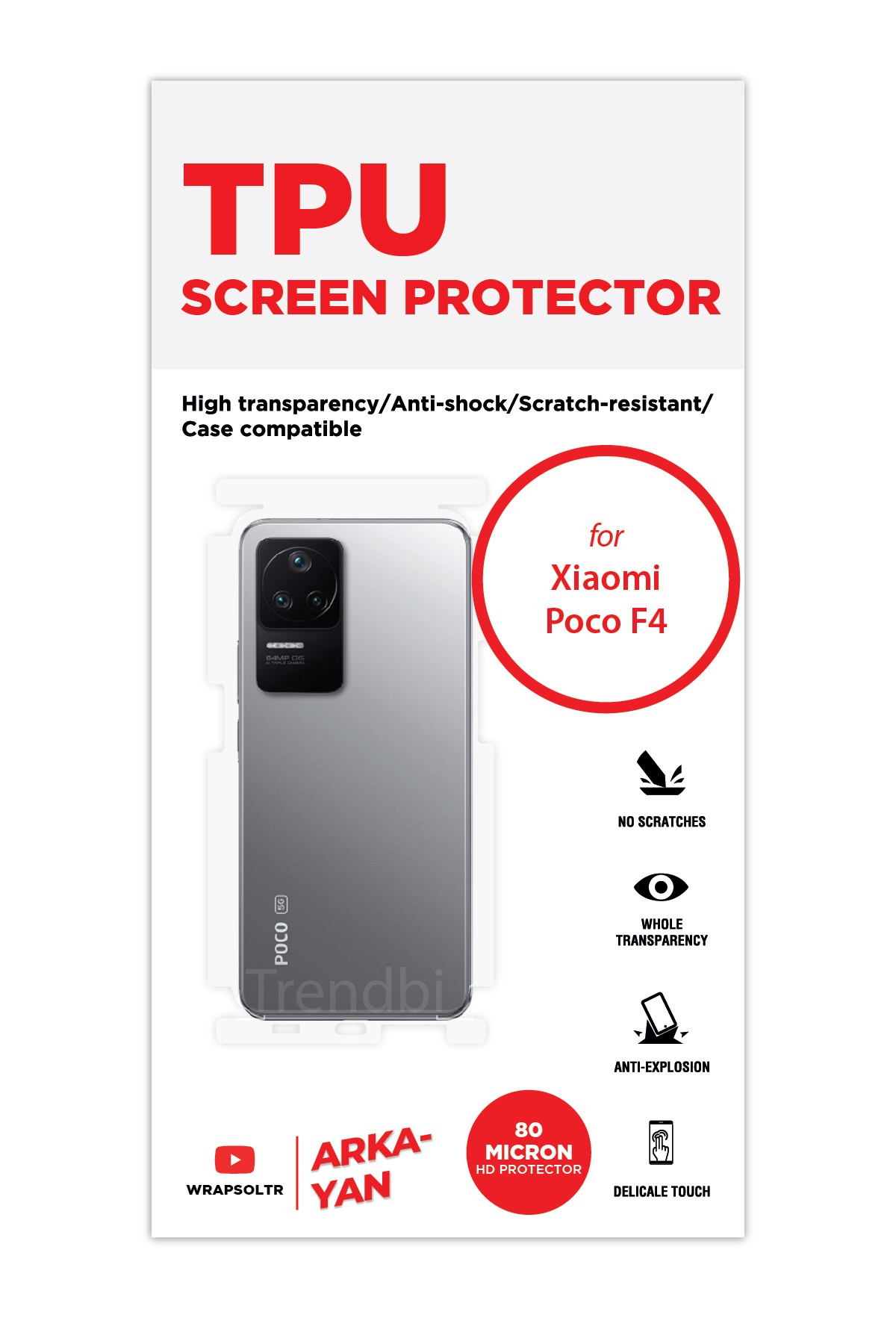 Xiaomi Poco F4 - Arka/Yan Koruyucu Parlak Şeffaf TPU Film (80 micron)